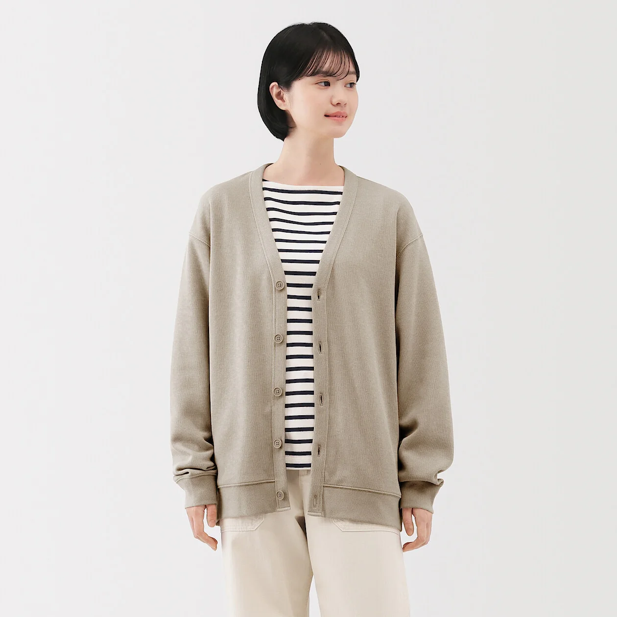 Double Knitted V-Neck Cardigan - Image 2