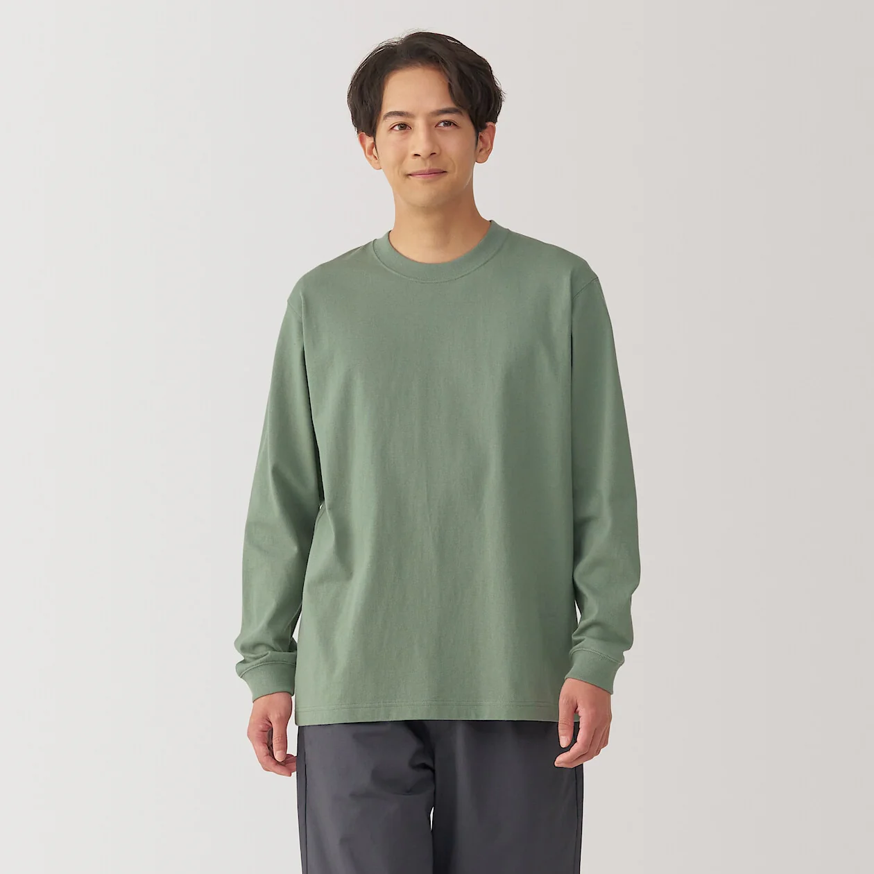 Washed Cotton Heavyweight Crewneck Long Sleeve T-Shirt - Image 15