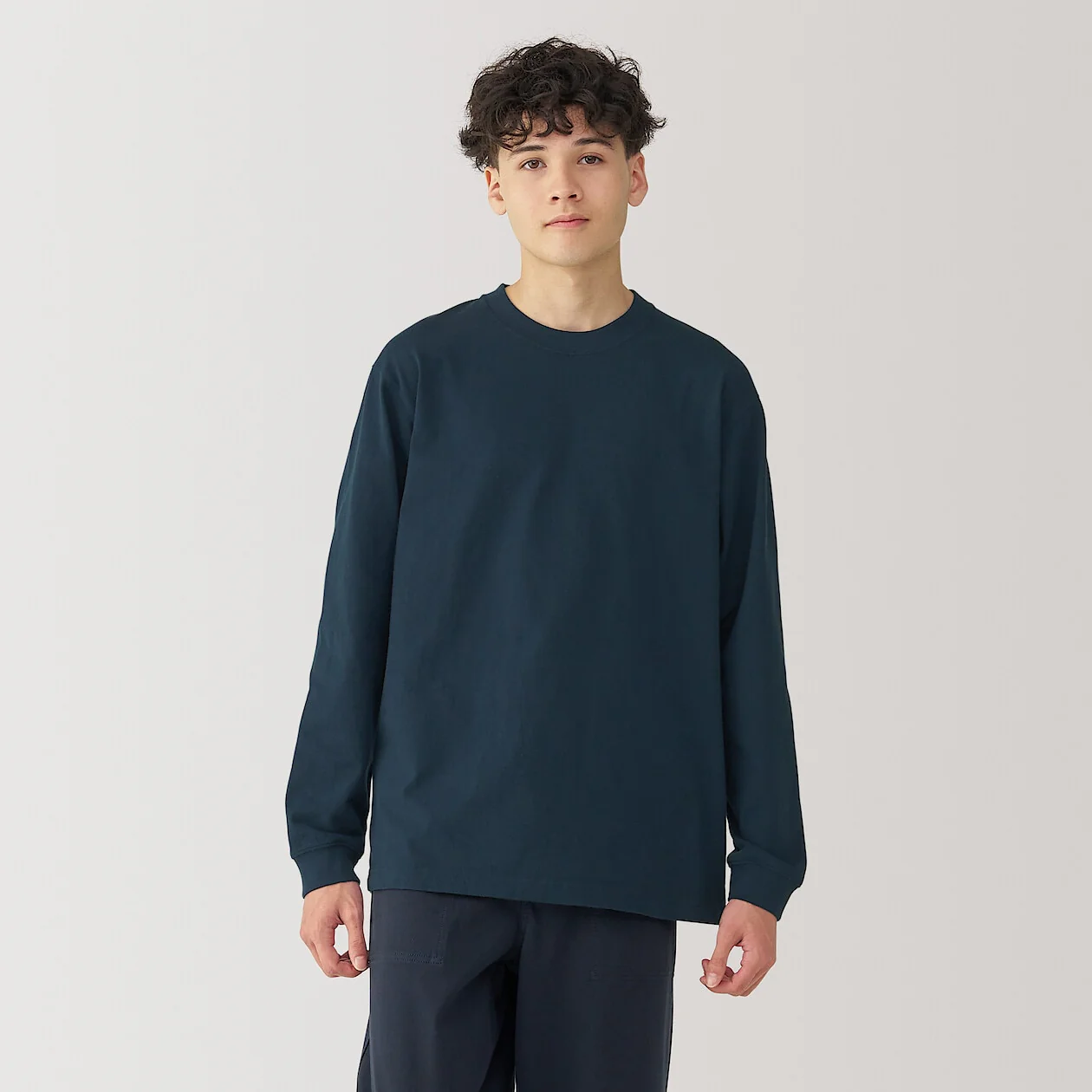Washed Cotton Heavyweight Crewneck Long Sleeve T-Shirt - Image 22