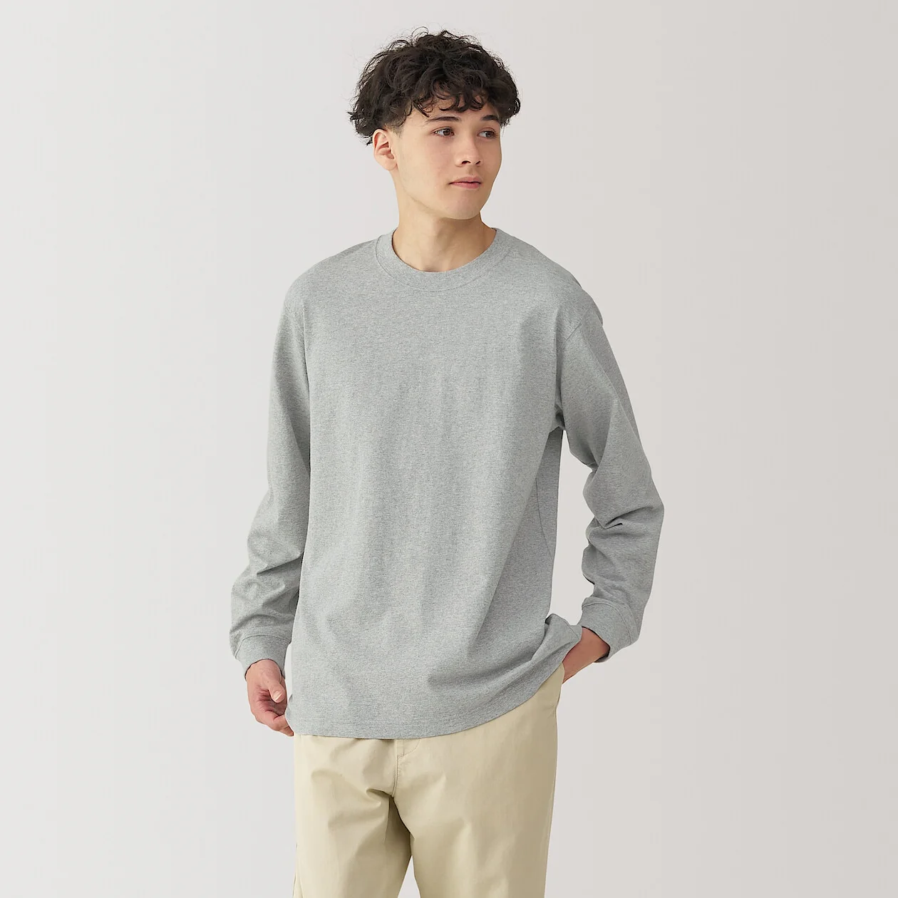 Washed Cotton Heavyweight Crewneck Long Sleeve T-Shirt - Image 29