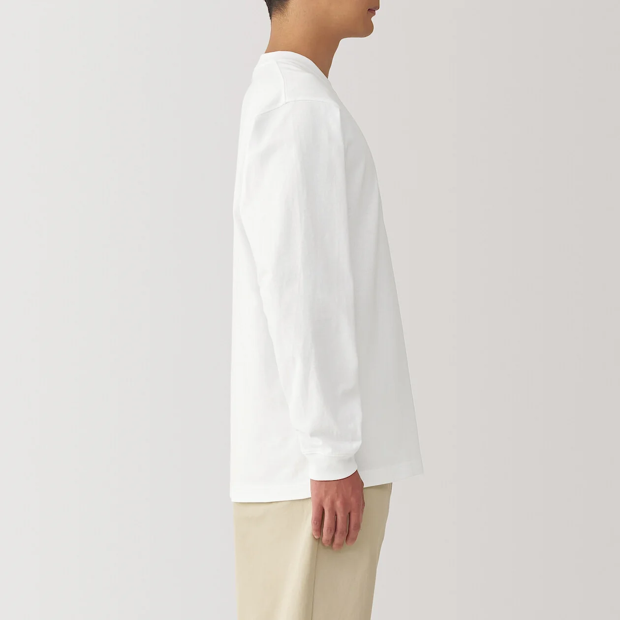 Washed Cotton Heavyweight Crewneck Long Sleeve T-Shirt - Image 3