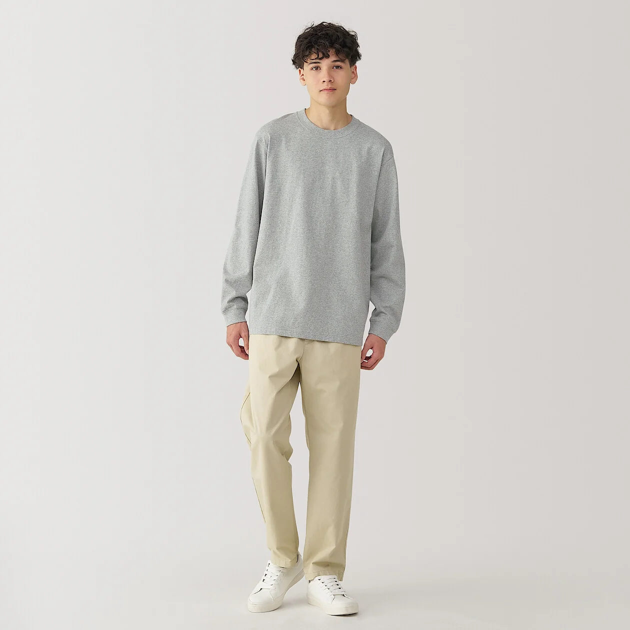 Washed Cotton Heavyweight Crewneck Long Sleeve T-Shirt - Image 30