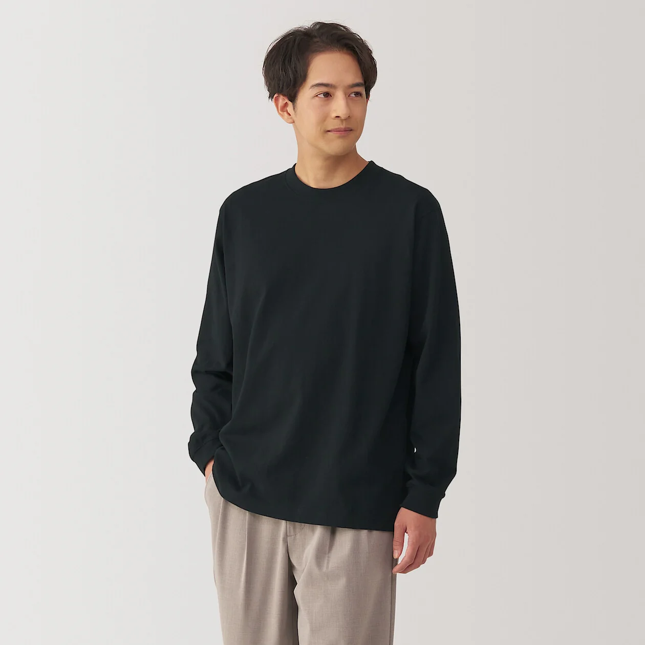 Washed Cotton Heavyweight Crewneck Long Sleeve T-Shirt - Image 8