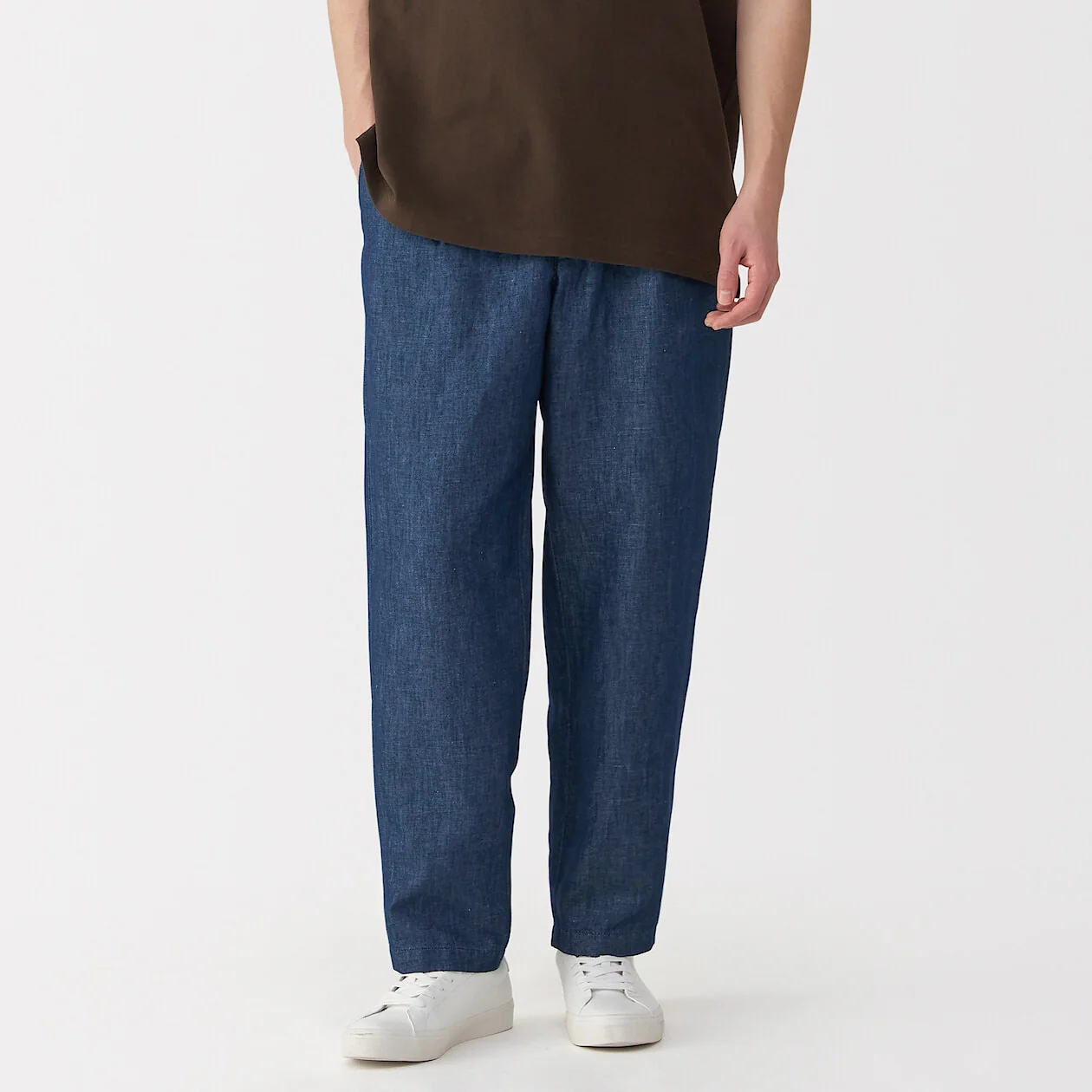 Hemp Blend Denim Darted Straight Pants