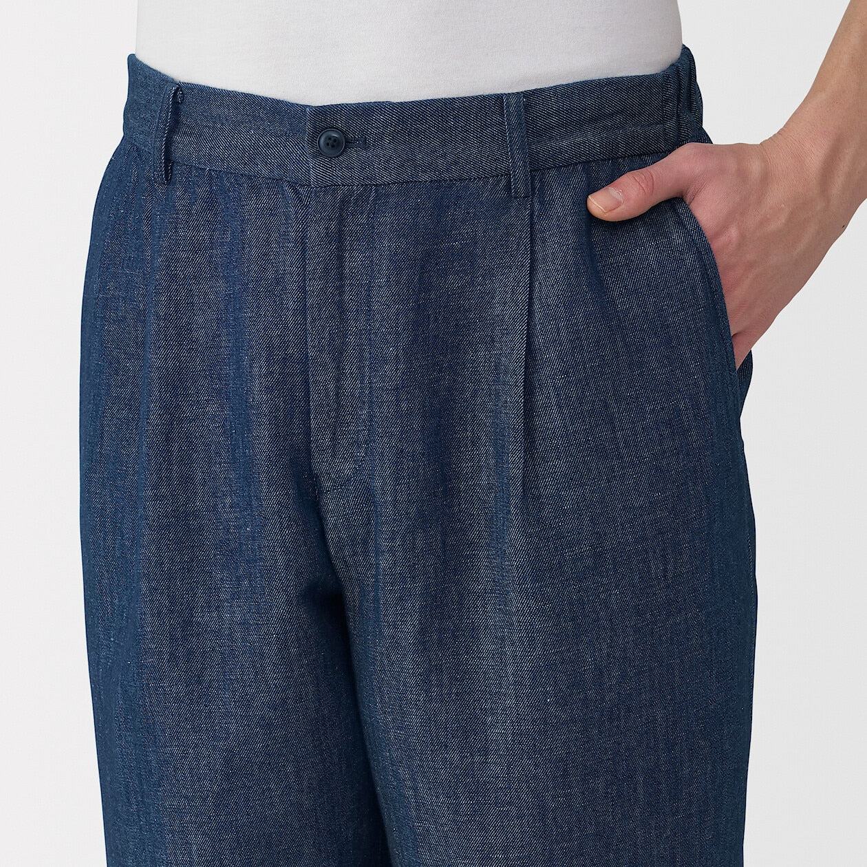 Hemp Blend Denim Darted Straight Pants - Image 5