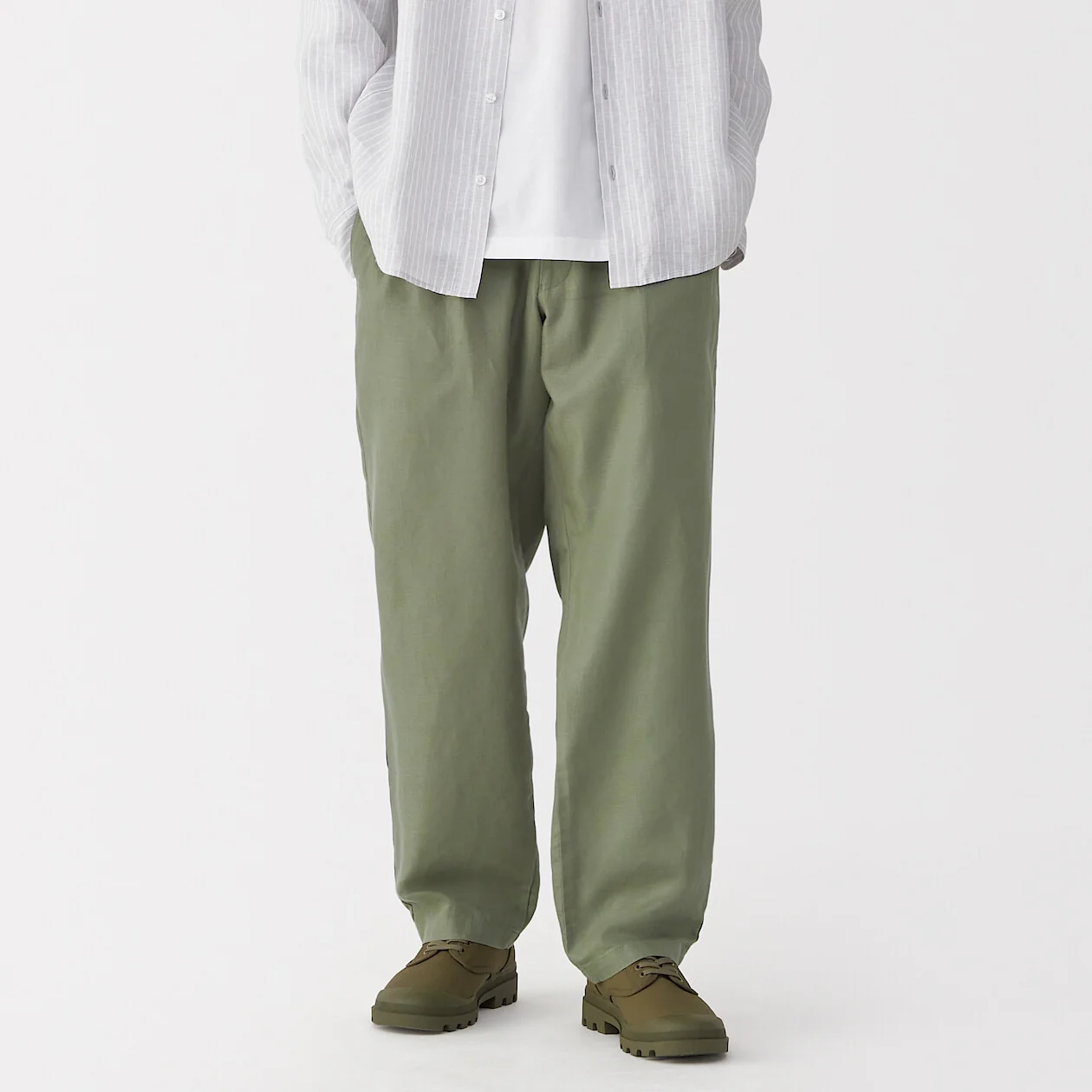 Hemp Blend Twill Darted Straight Pants - Image 19