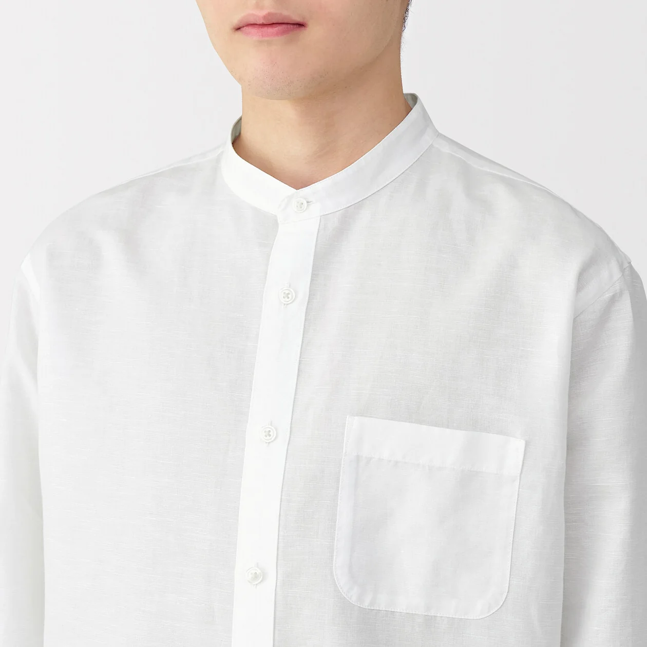 Hemp Cotton Stand Collar Long Sleeve Shirt - Image 13