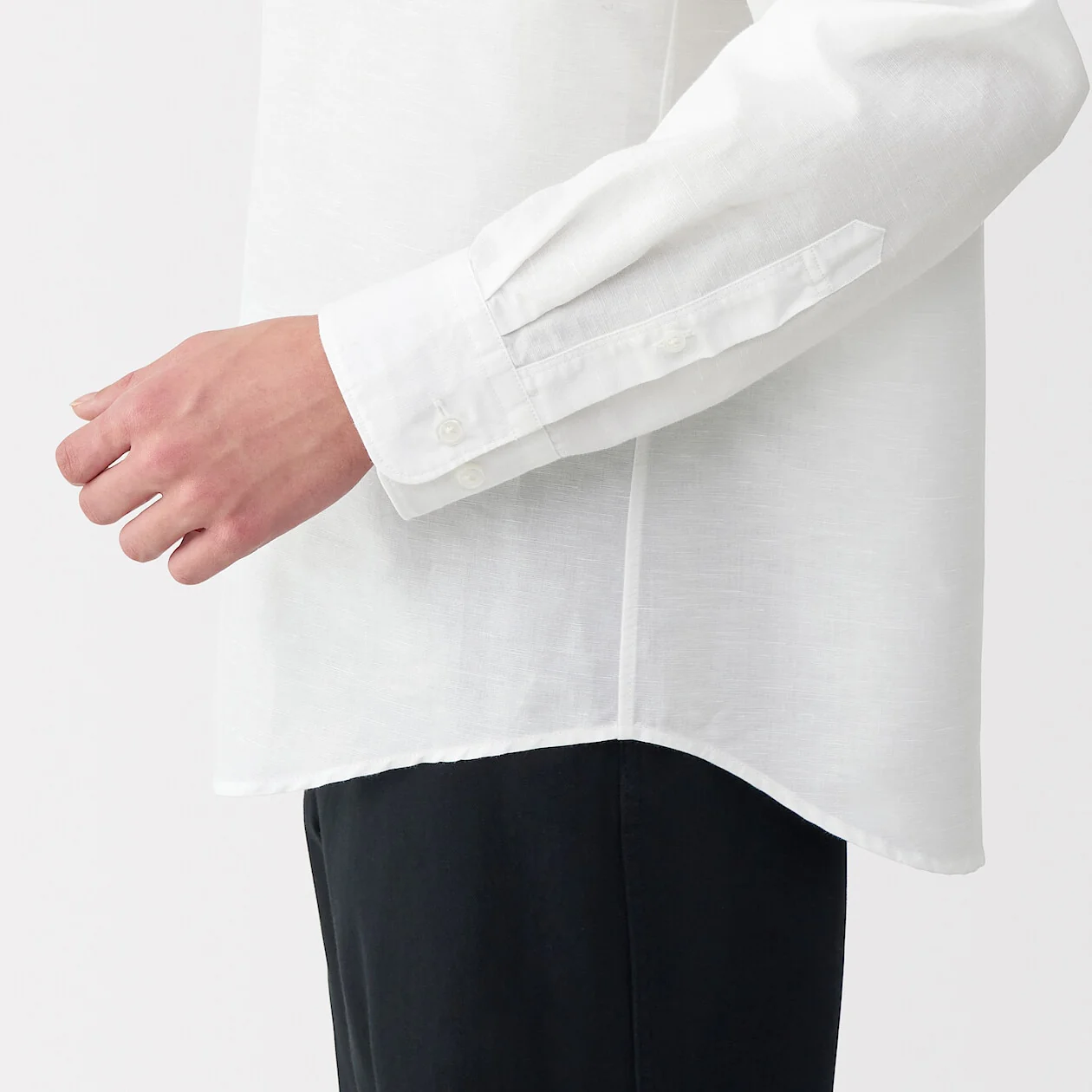 Hemp Cotton Stand Collar Long Sleeve Shirt - Image 14
