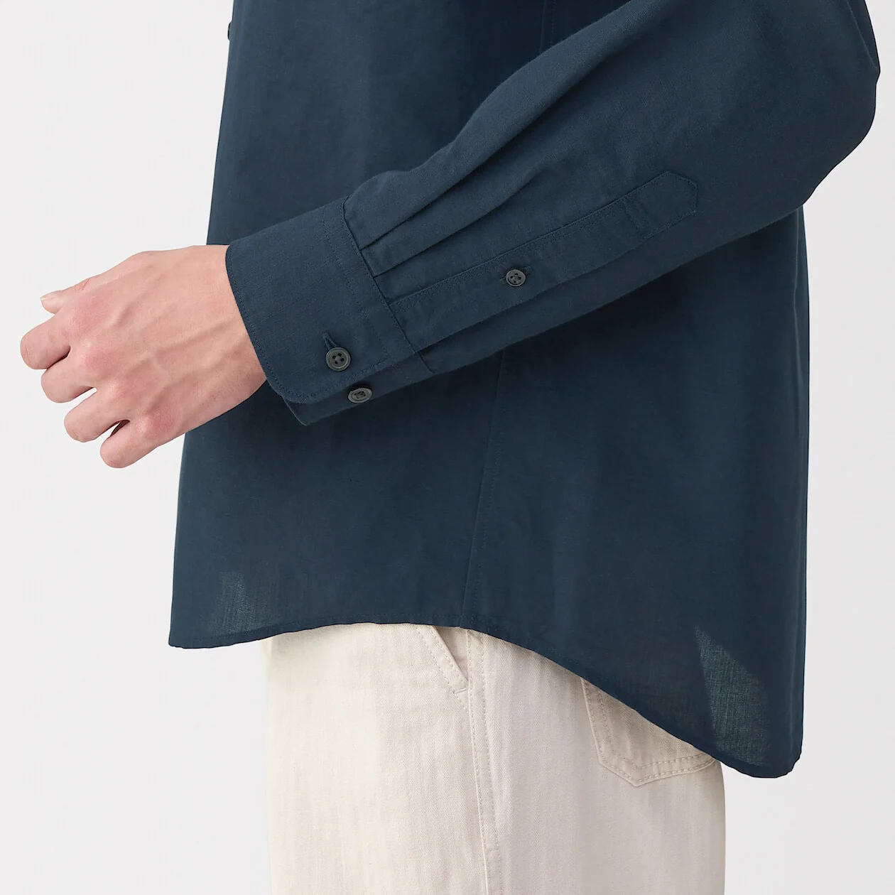 Hemp Cotton Stand Collar Long Sleeve Shirt - Image 22