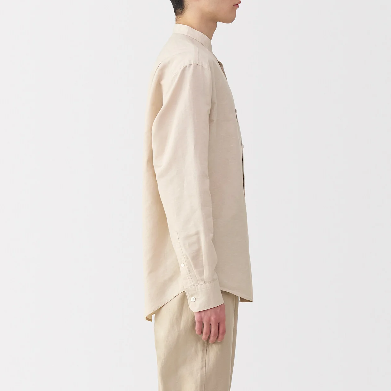 Hemp Cotton Stand Collar Long Sleeve Shirt - Image 27