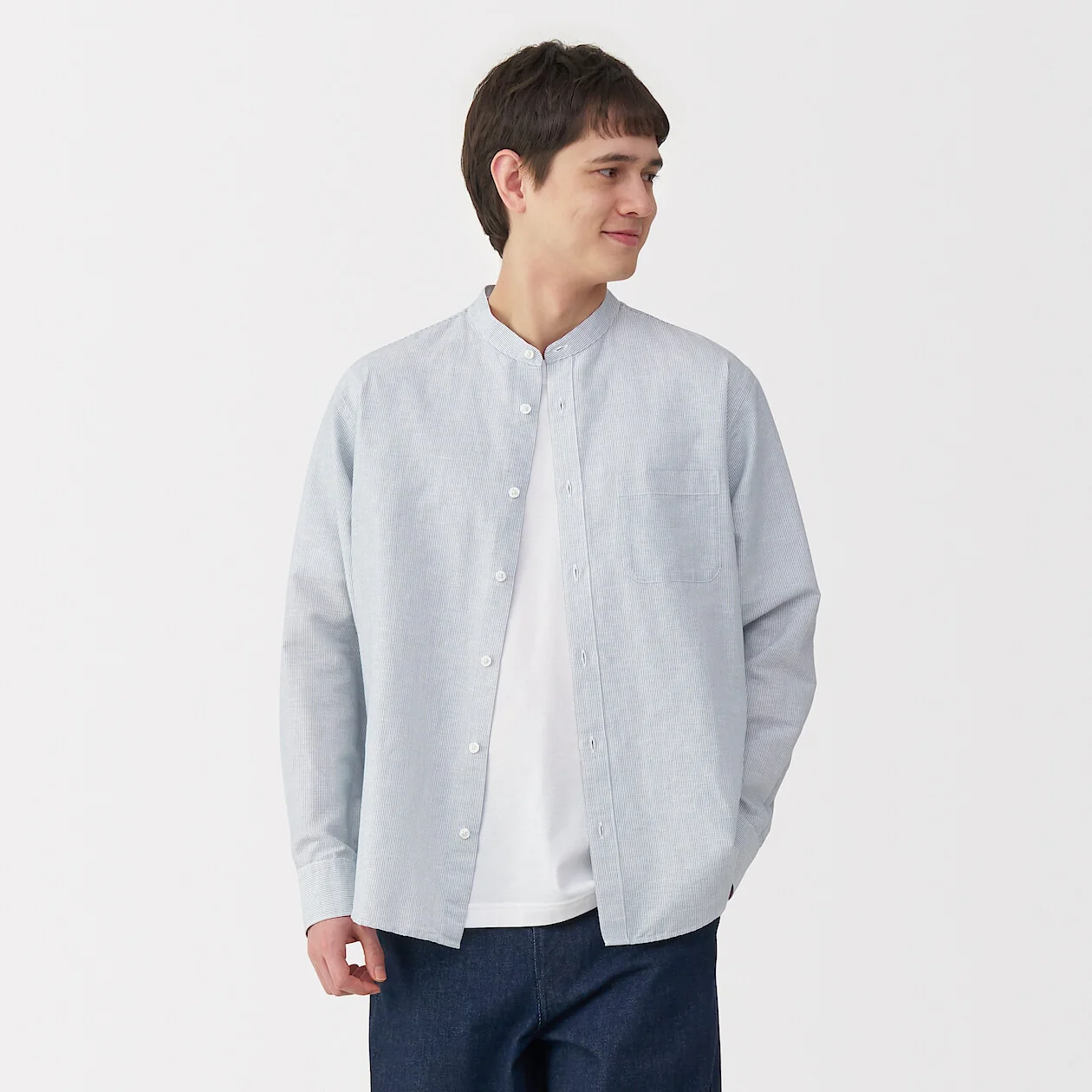 Hemp Cotton Stand Collar Long Sleeve Shirt - Image 33