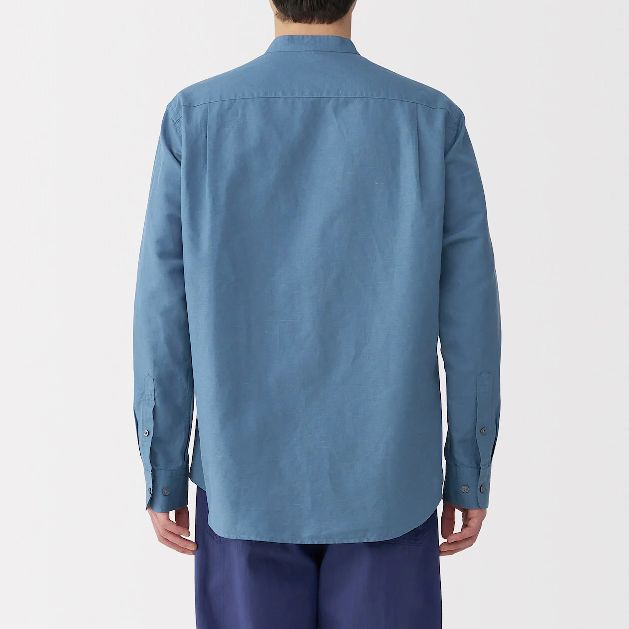 Hemp Cotton Stand Collar Long Sleeve Shirt - Image 4