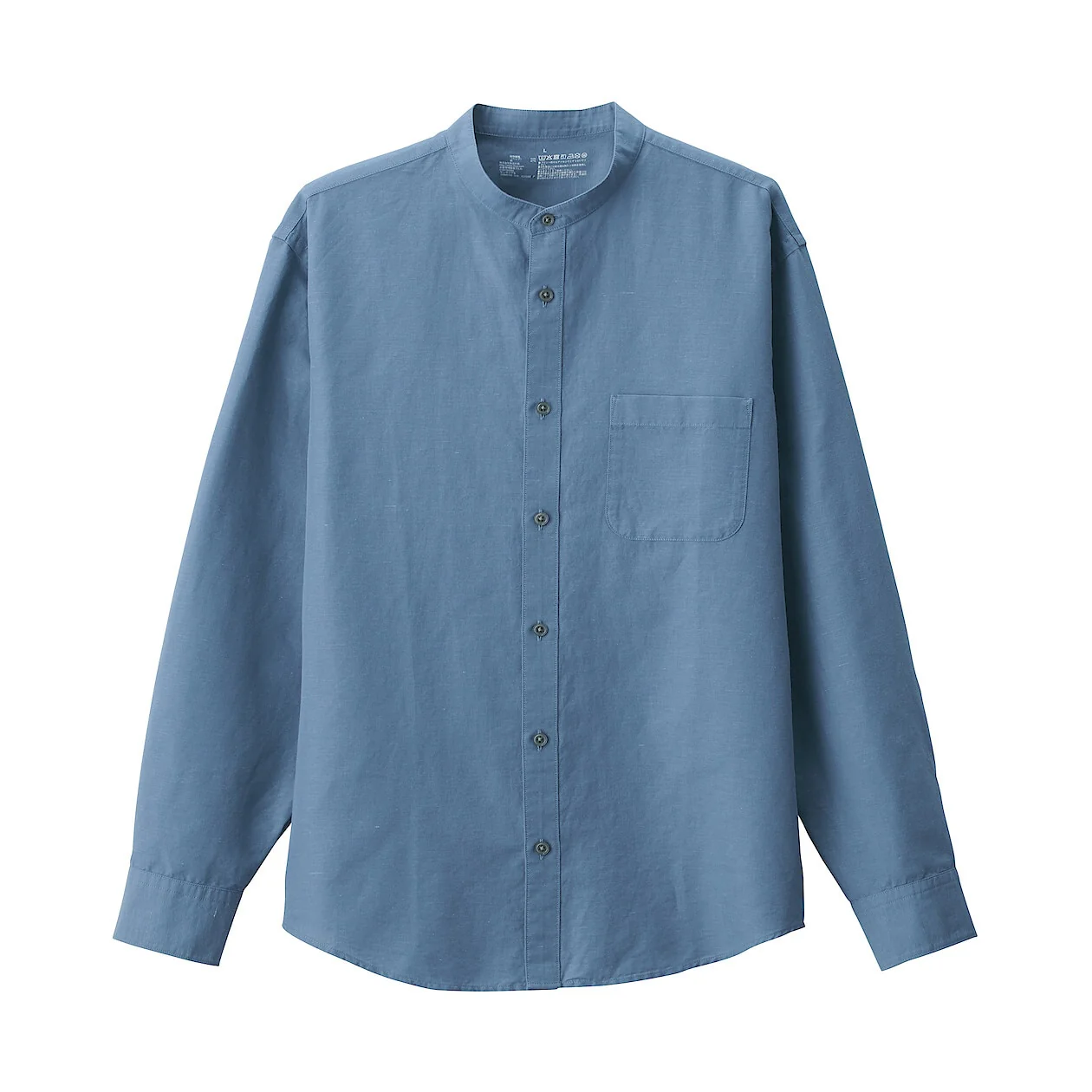Hemp Cotton Stand Collar Long Sleeve Shirt - Image 7