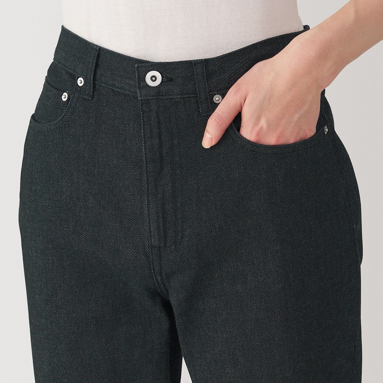 Kapok Blend Stretch Denim Straight Pants - Image 5