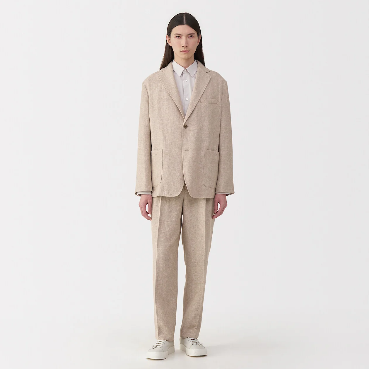 MUJI Labo Linen Wool Blend Straight Pants - Image 2