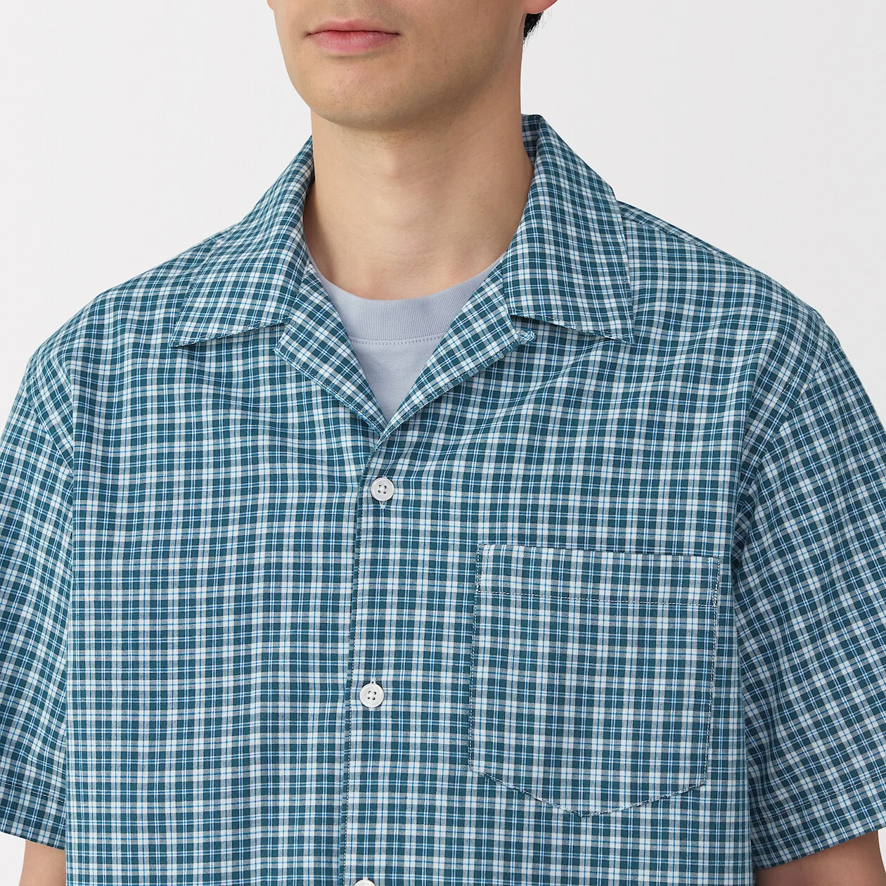 Madras Check Open Collar Short Sleeve Shirt - Image 5