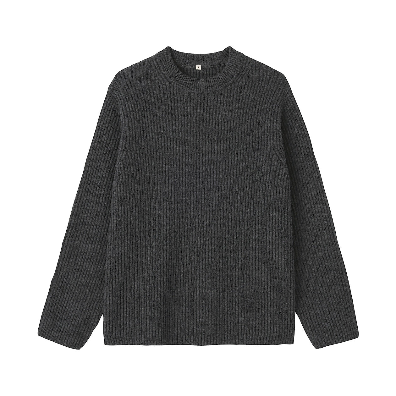 Merino Wool Ribbed Elbow Patch Crewneck Sweater - Image 9