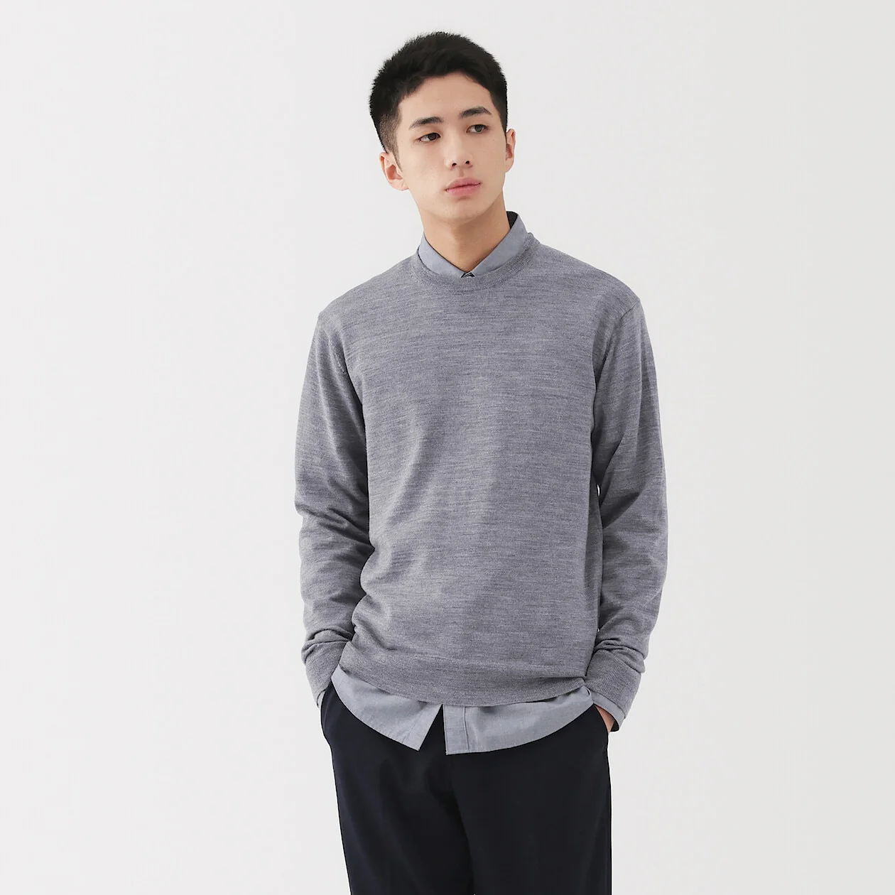 Washable Wool High-Gauge Crewneck Sweater
