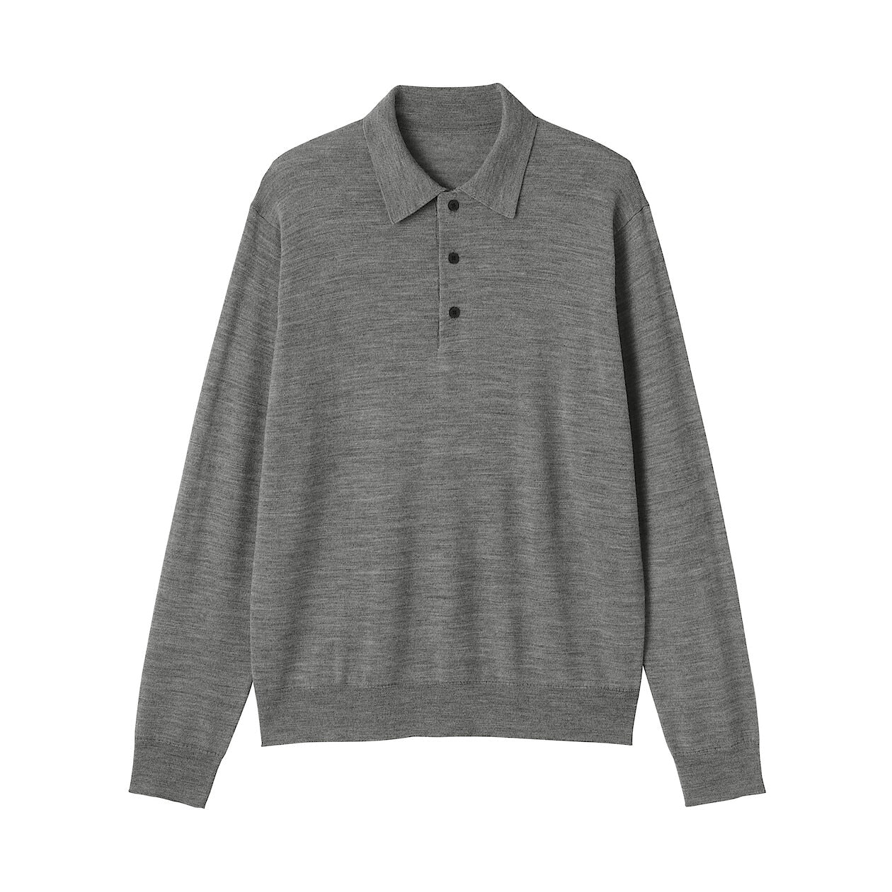 Washable Wool High-Gauge Long Sleeve Polo Shirt - Image 10