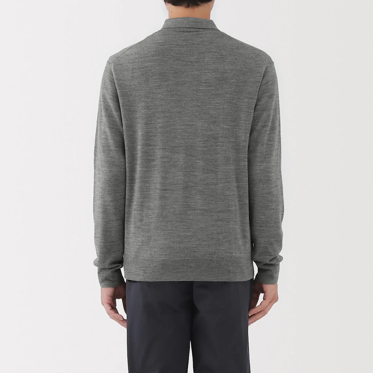 Washable Wool High-Gauge Long Sleeve Polo Shirt - Image 8