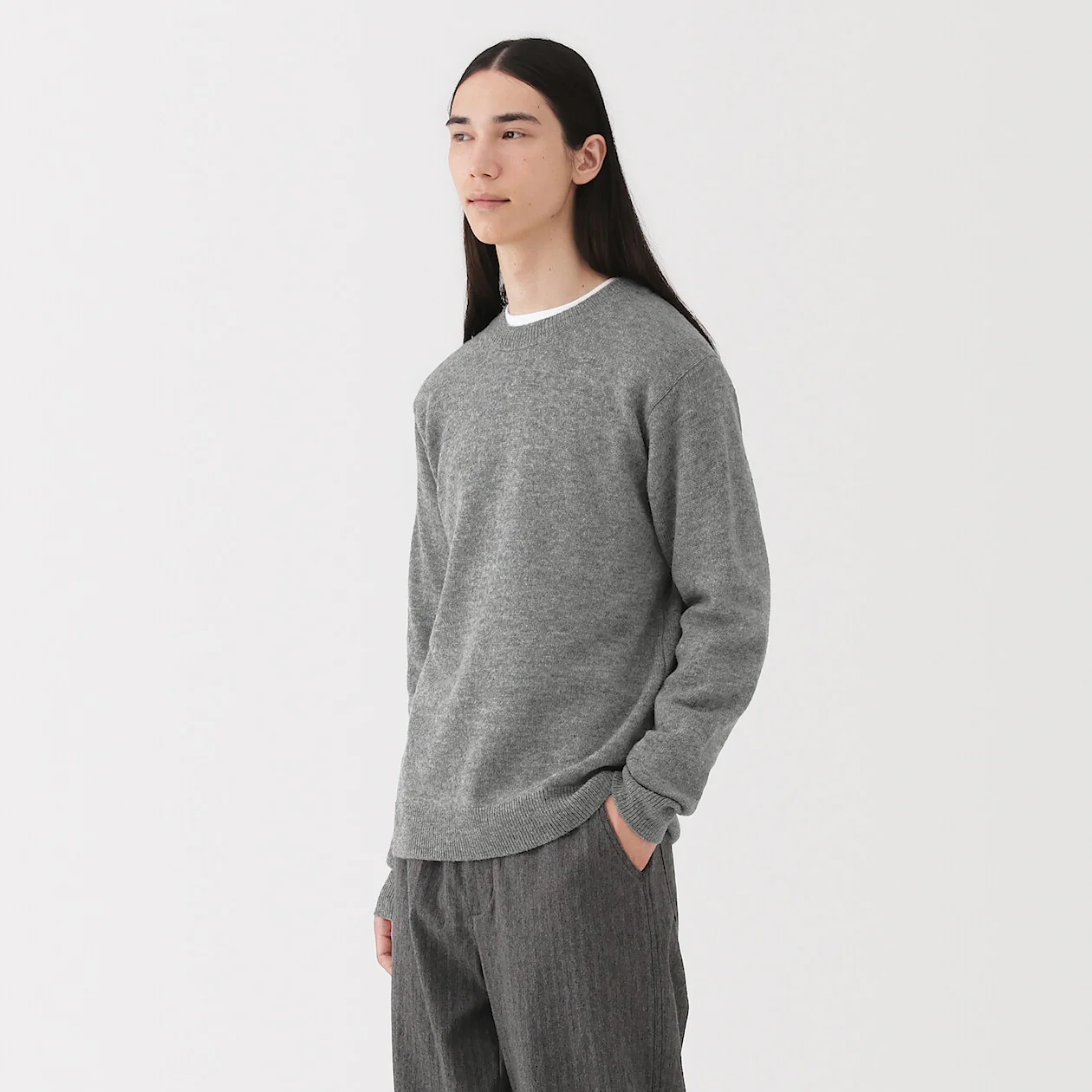 Washable Wool Mid Gauge Crewneck Sweater
