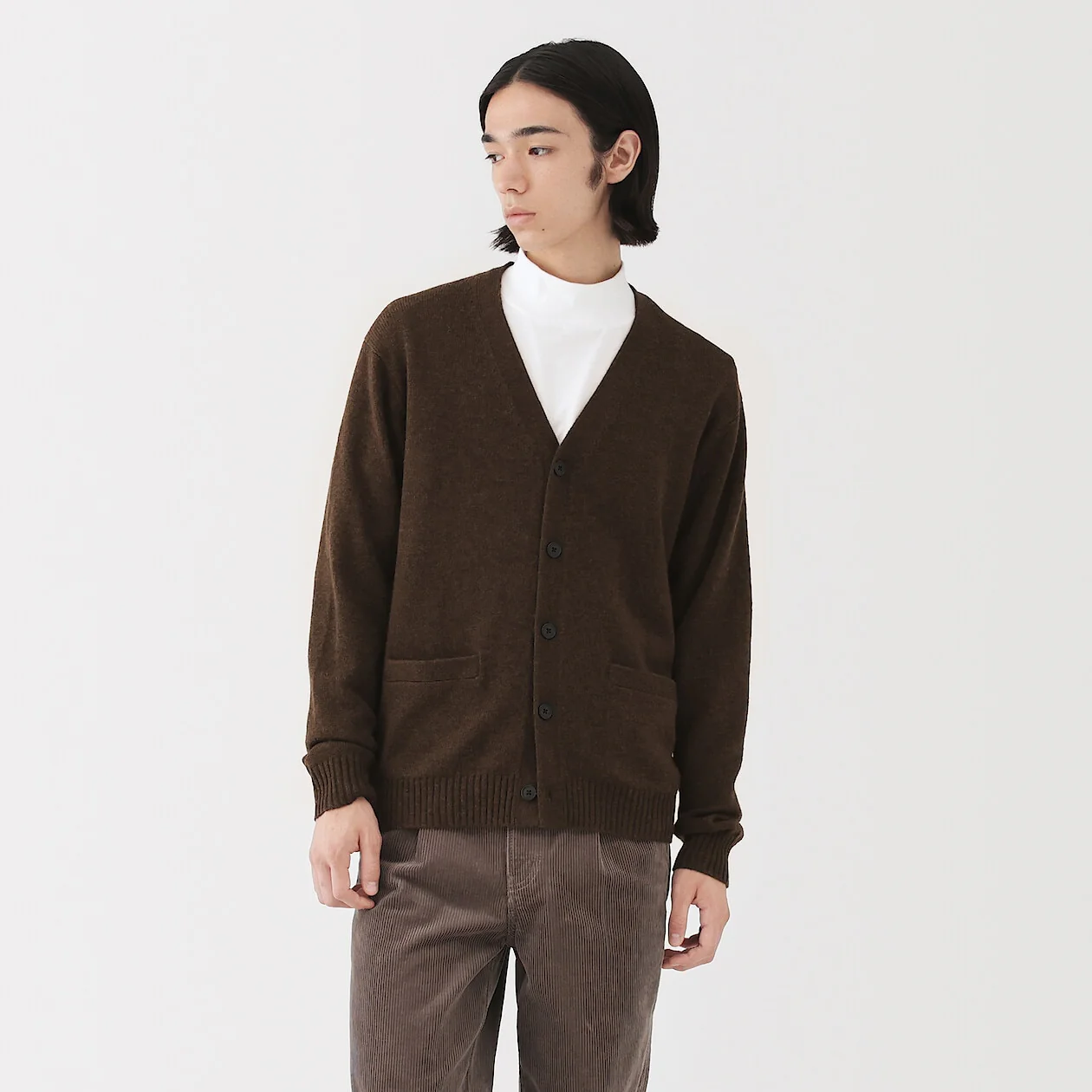 Washable Wool Mid Gauge V-Neck Cardigan