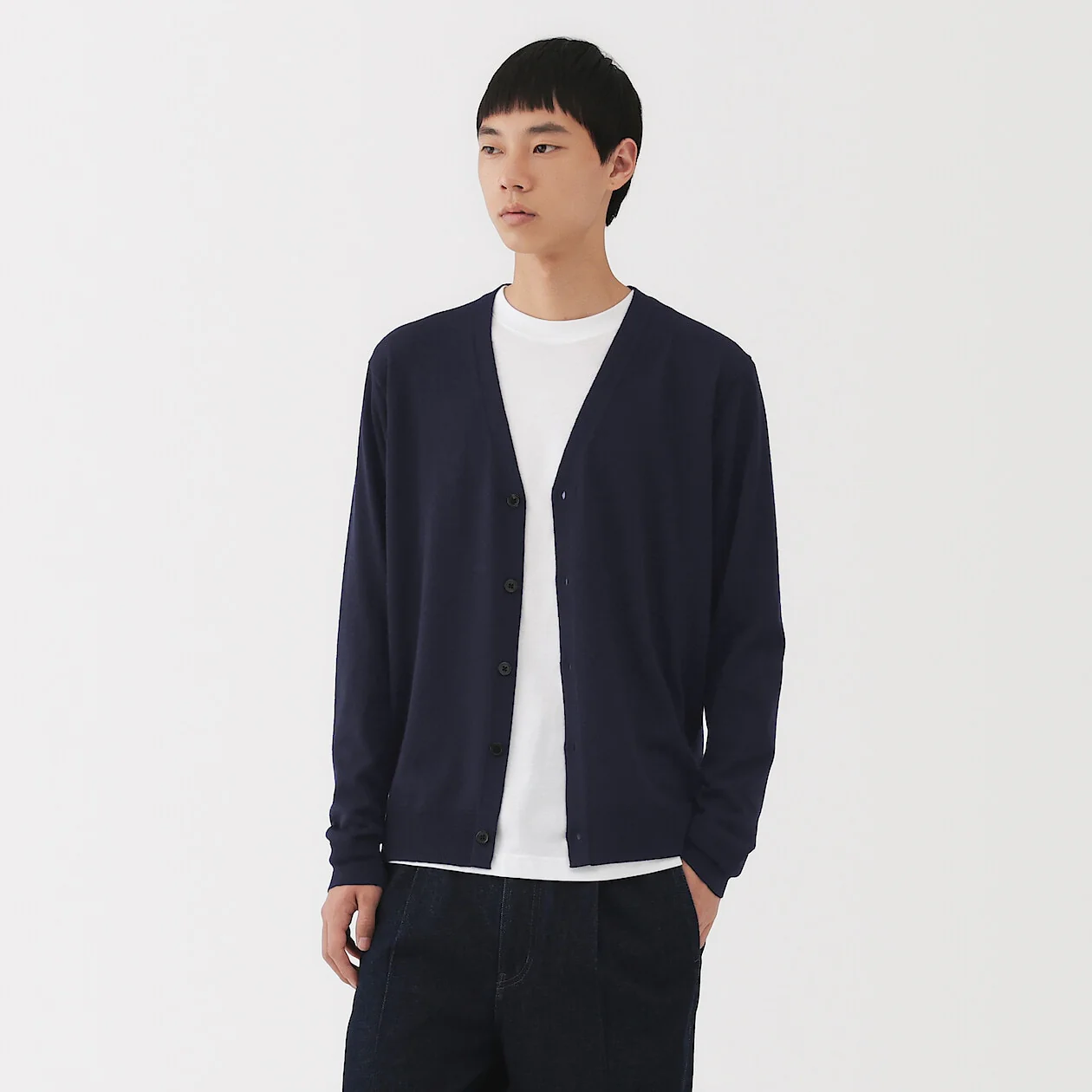 Washable Wool Ribbed Milano V-Neck Cardigan