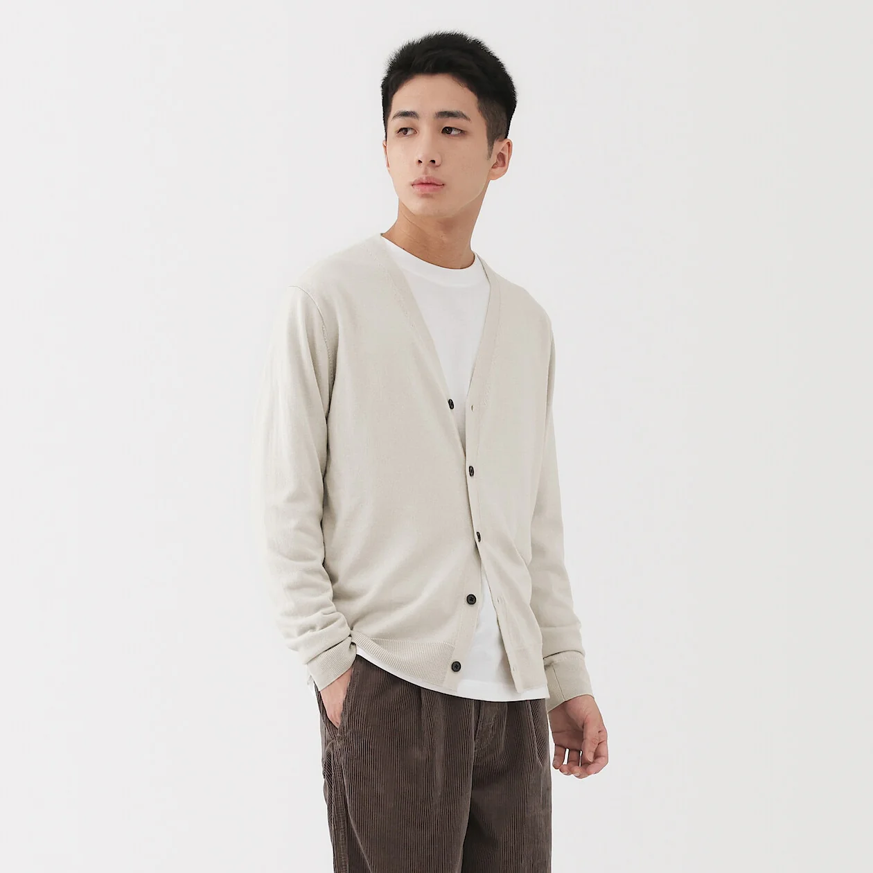 Washable Wool Ribbed Milano V-Neck Cardigan - Image 16