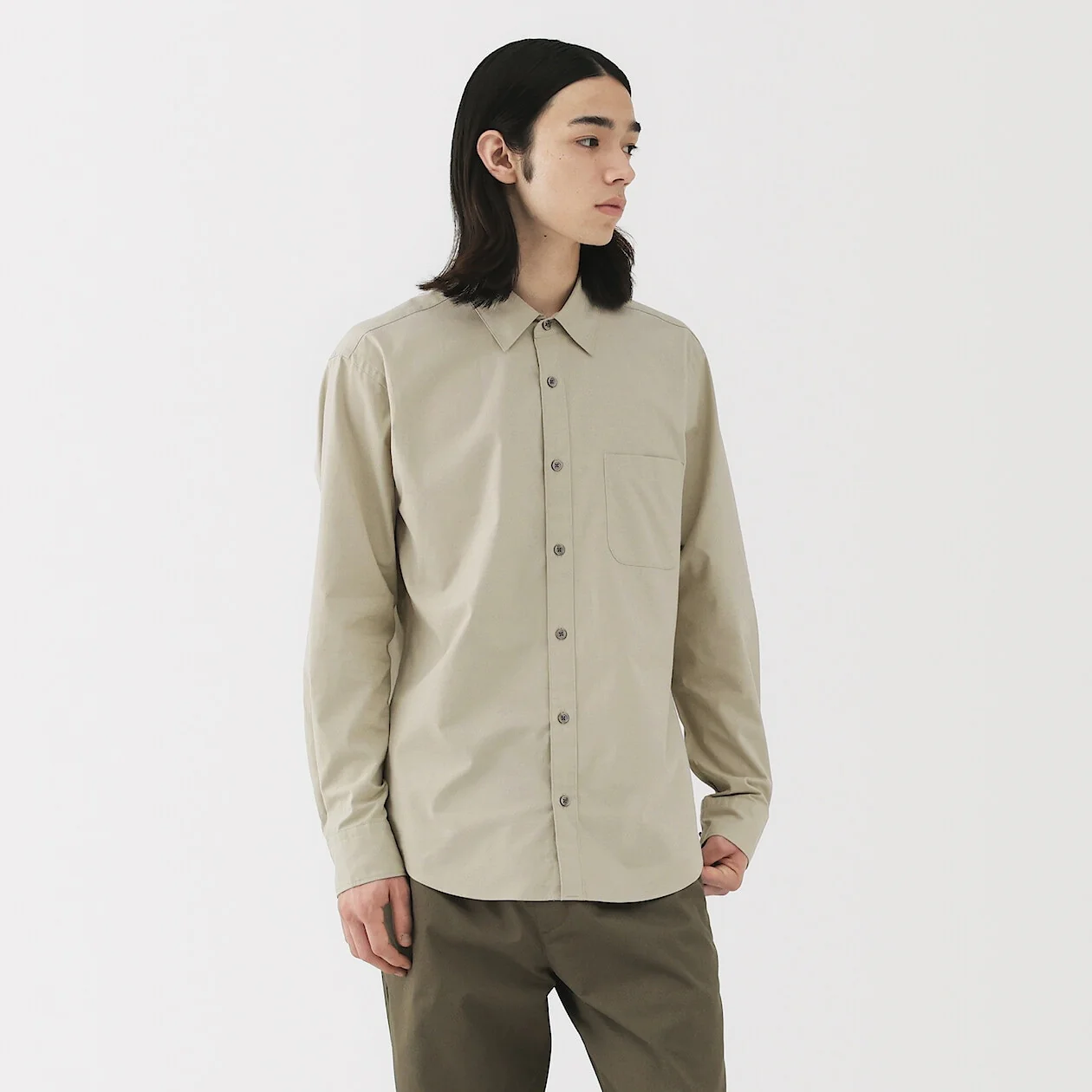 Washed Broadcloth 100% Cotton Long Sleeve Shirt - Image 57