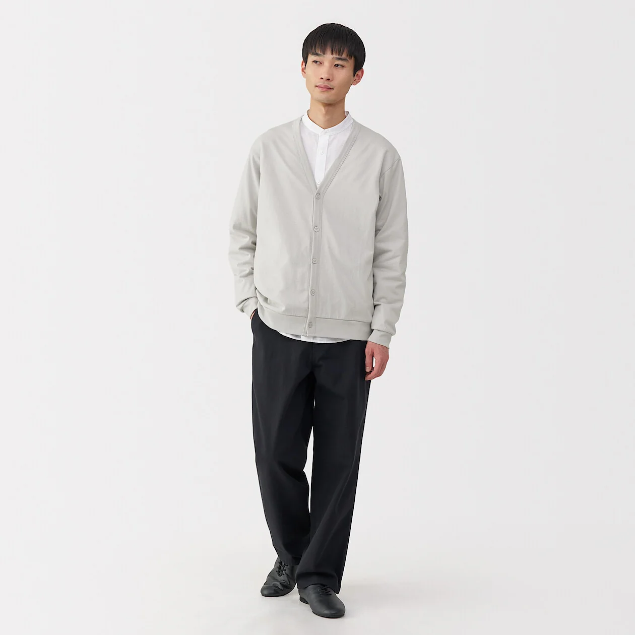 Washed Cotton Jersey V-Neck Cardigan - Image 10