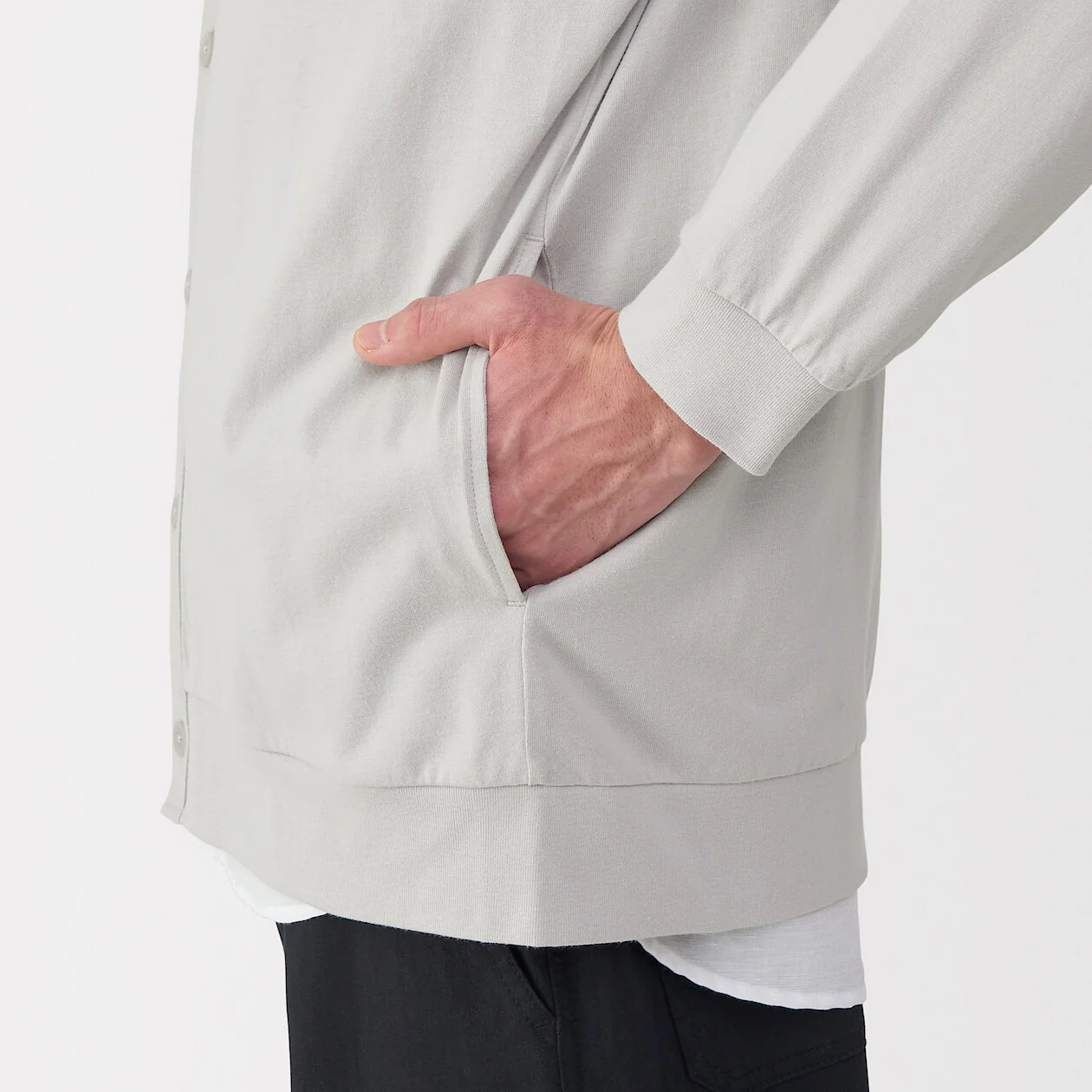 Washed Cotton Jersey V-Neck Cardigan - Image 14