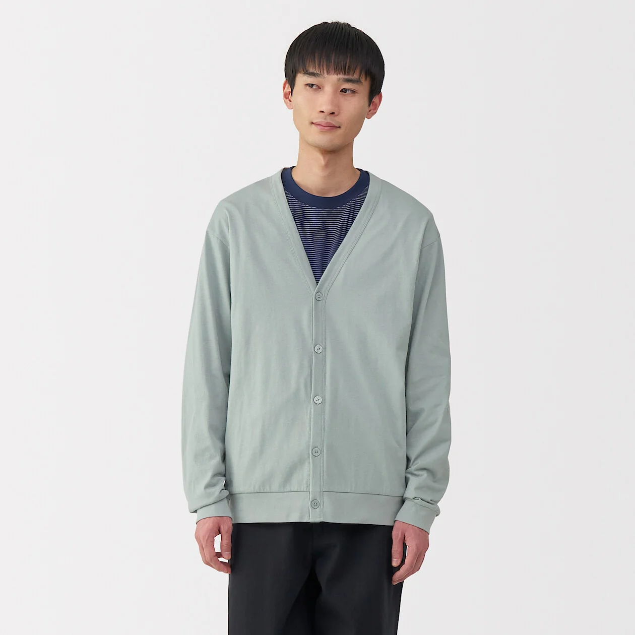 Washed Cotton Jersey V-Neck Cardigan - Image 17
