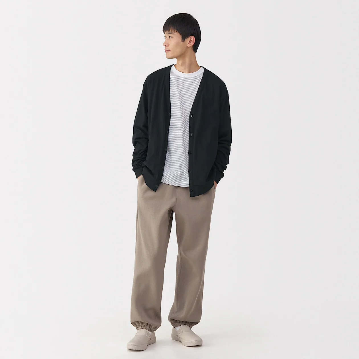 Washed Cotton Jersey V-Neck Cardigan - Image 2