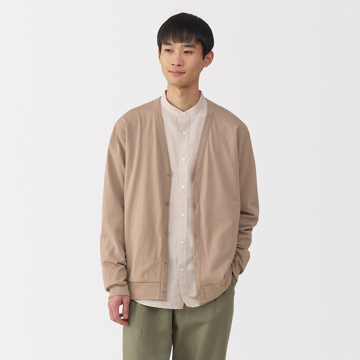 Washed Cotton Jersey V-Neck Cardigan - Image 25