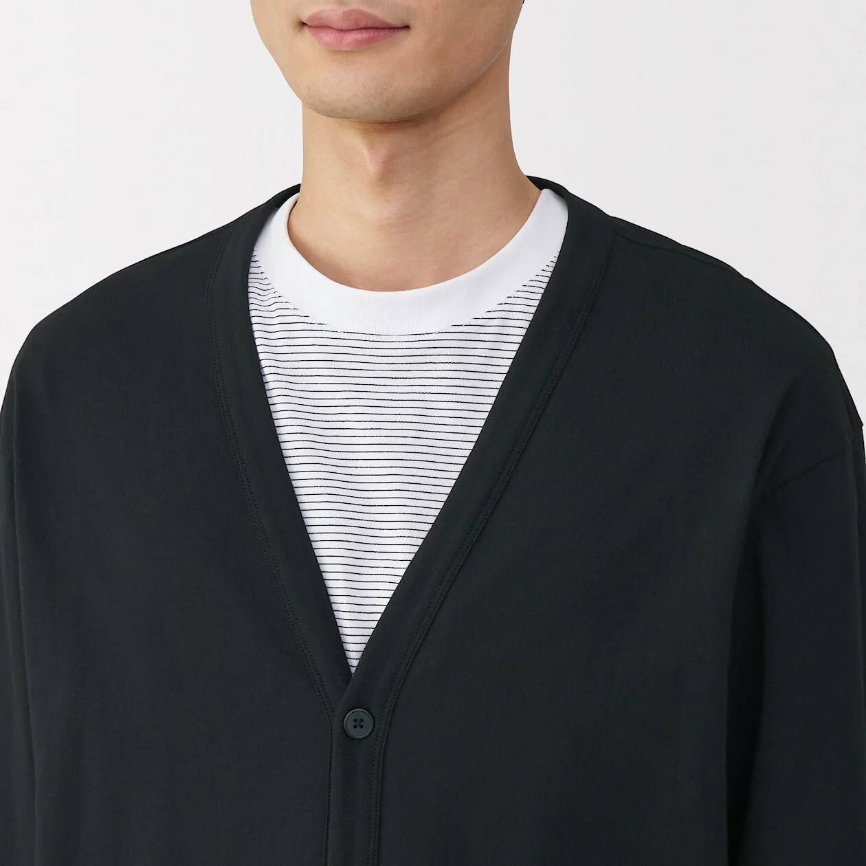 Washed Cotton Jersey V-Neck Cardigan - Image 5