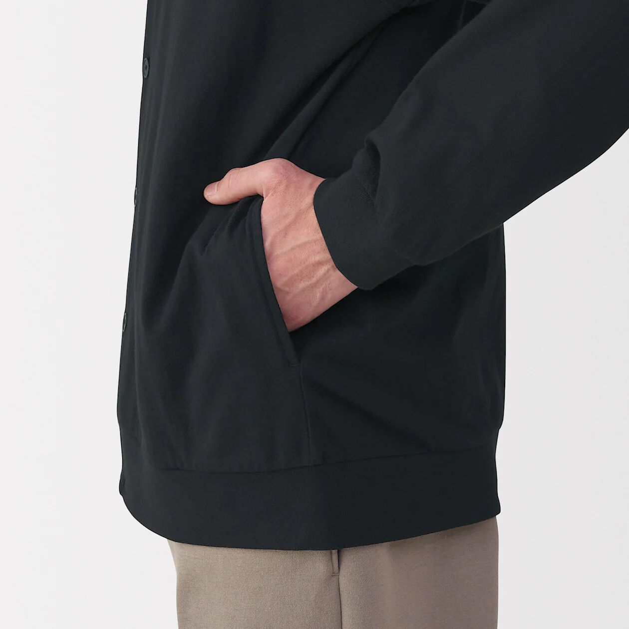 Washed Cotton Jersey V-Neck Cardigan - Image 6
