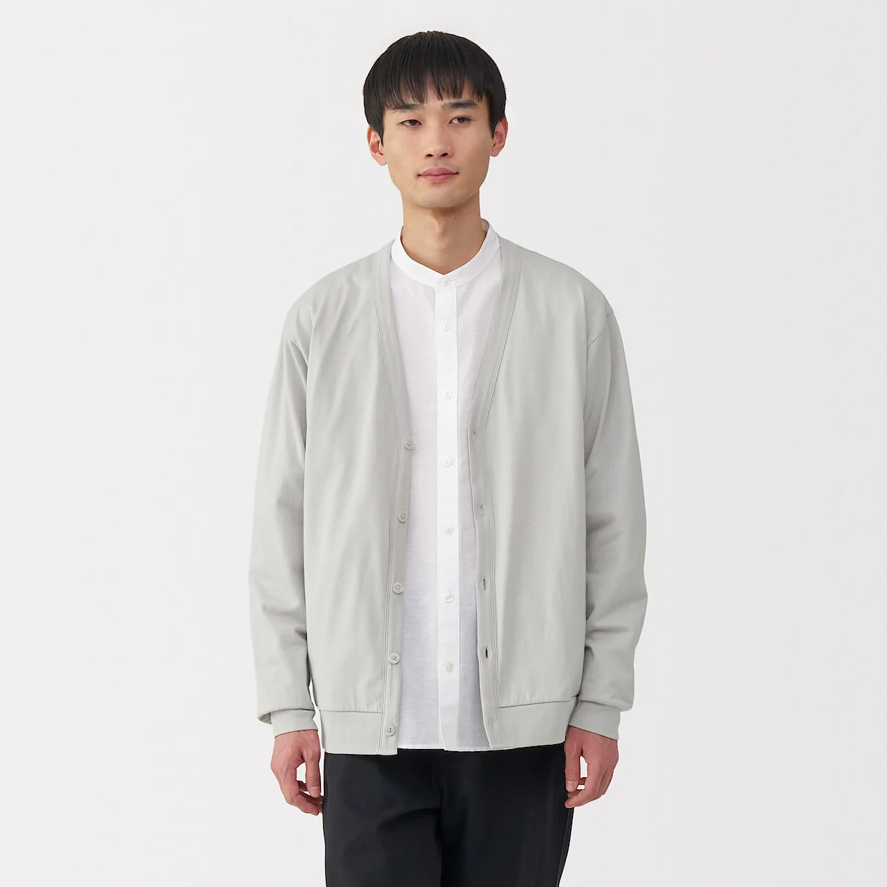 Washed Cotton Jersey V-Neck Cardigan - Image 9