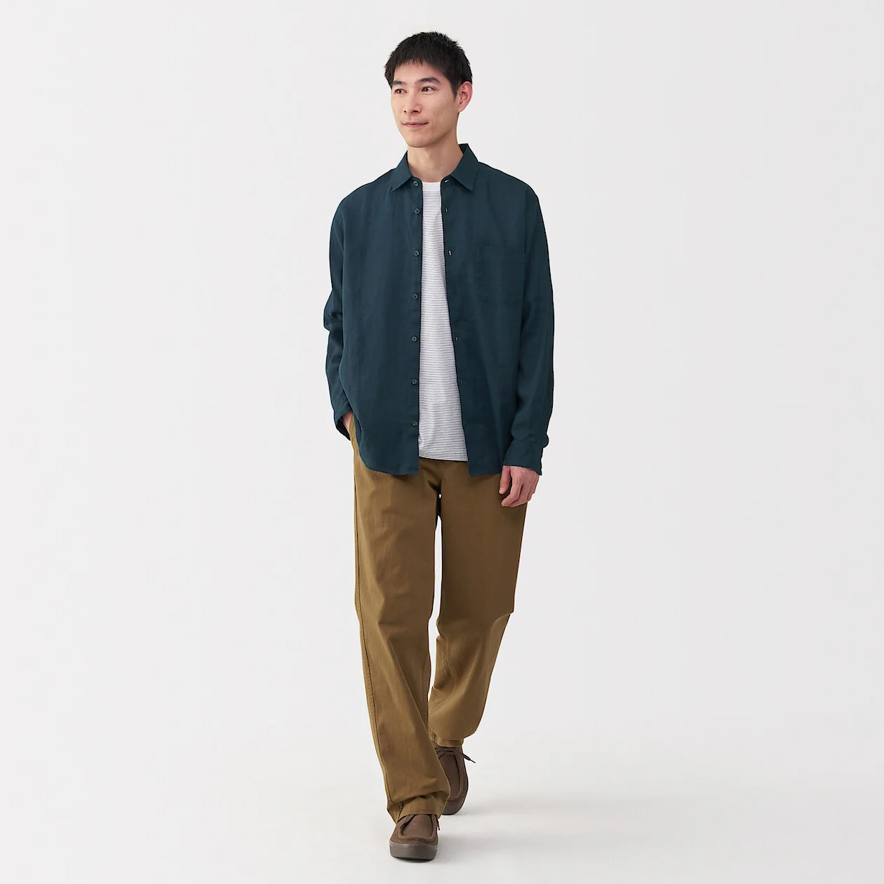 Washed Linen Long Sleeve Shirt - Image 34