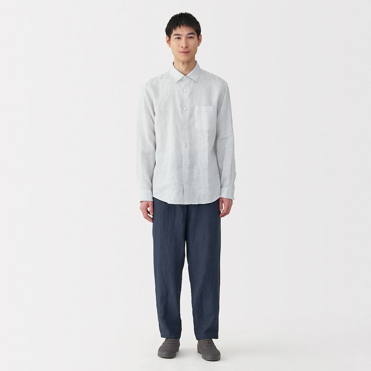 Washed Linen Long Sleeve Shirt - Image 42