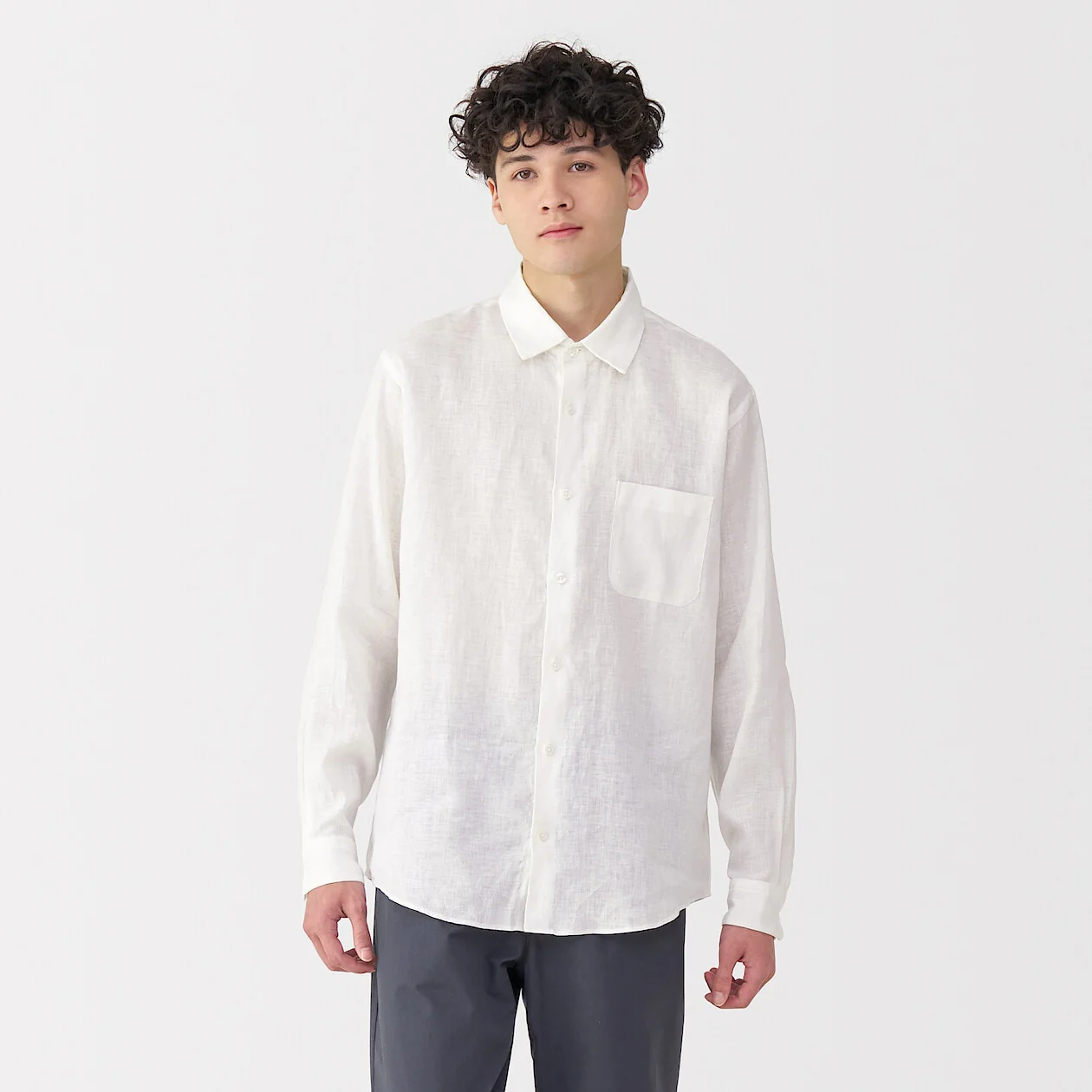 Washed Linen Long Sleeve Shirt - Image 9