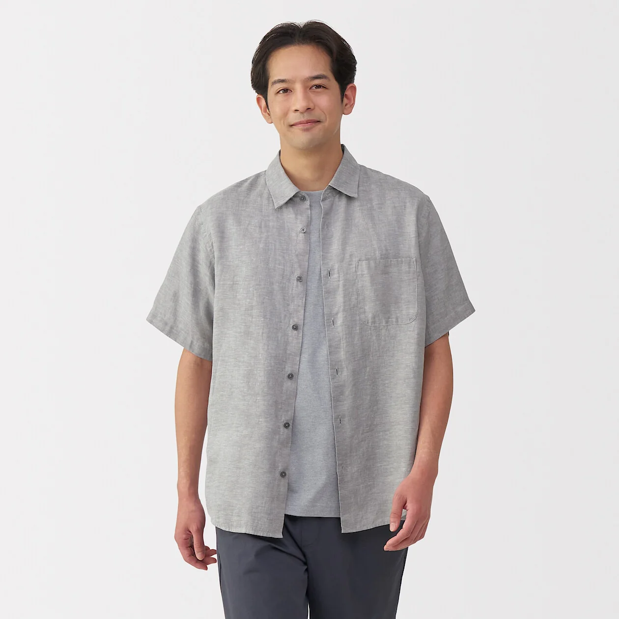 Washed 100% French Linen Short Sleeve Shirt