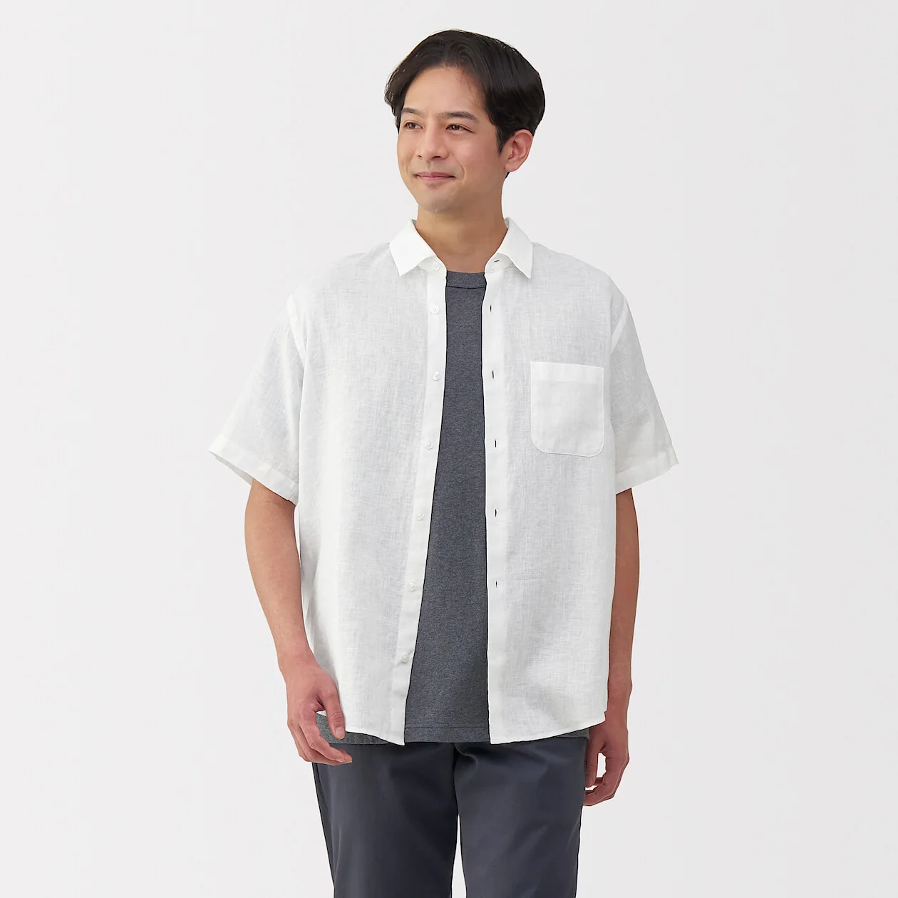 Washed 100% French Linen Short Sleeve Shirt - Image 9