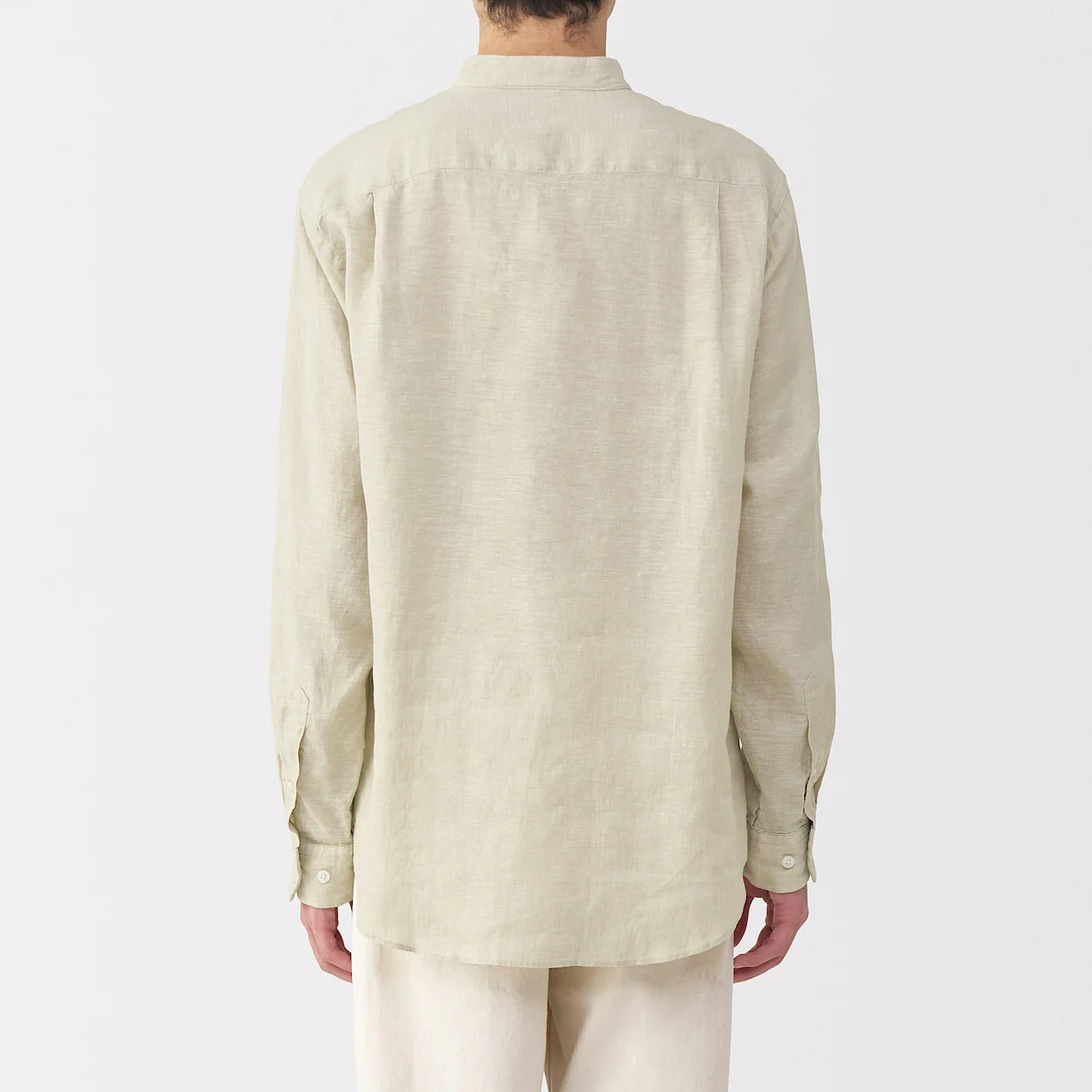 Washed Linen Stand Collar Long Sleeve Shirt - Image 28
