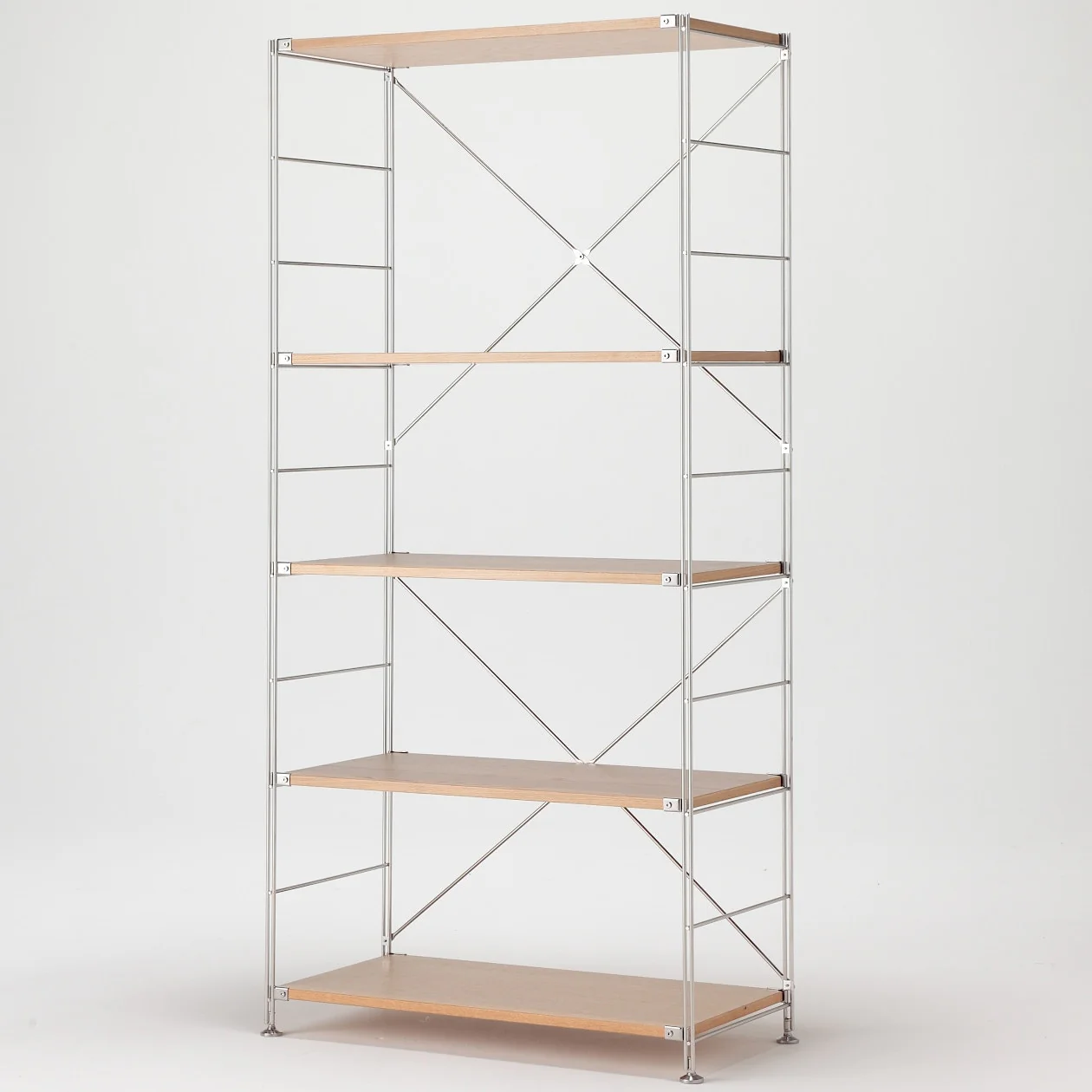 Oak Stainless Steel Unit Shelf Set - Wide - Large - Image 2