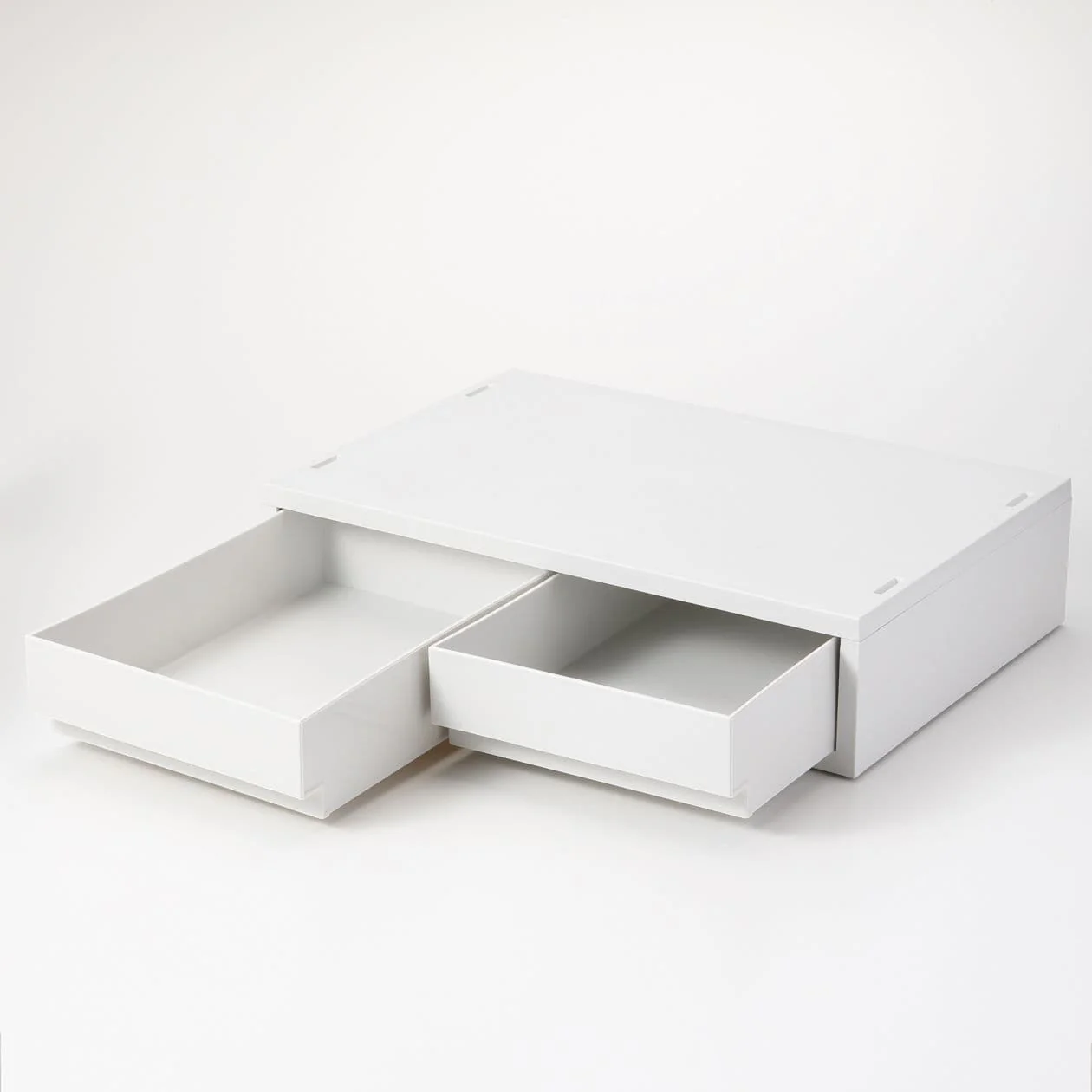 2-Drawer White Grey Polypropylene Storage Case Wide - Extra Shallow - Image 4