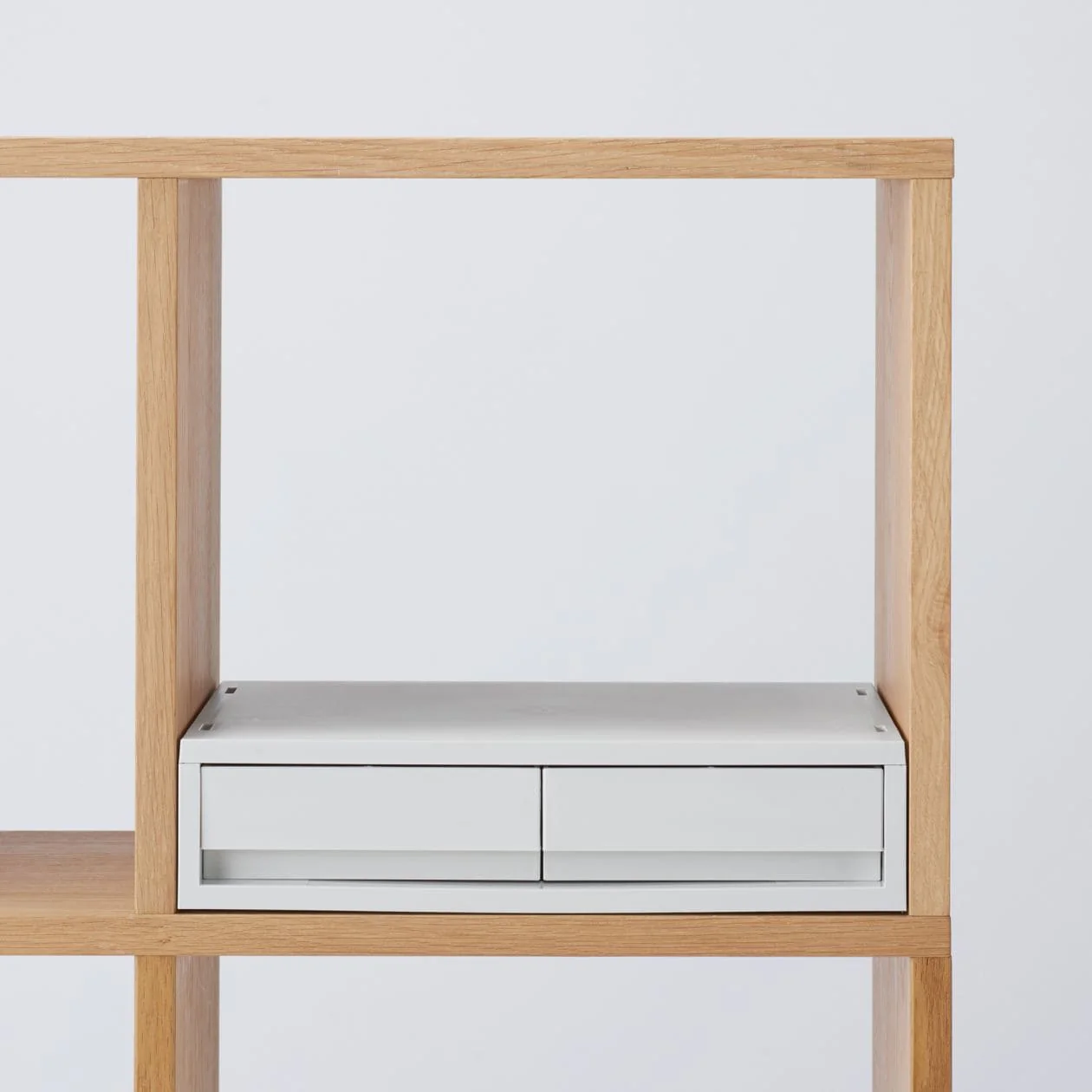 2-Drawer White Grey Polypropylene Storage Case Wide - Extra Shallow - Image 6