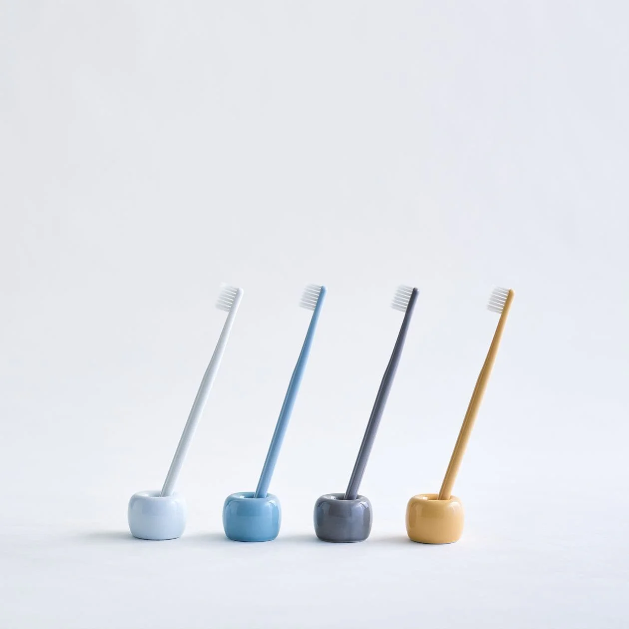Porcelain Toothbrush Stand - Yellow - Image 3