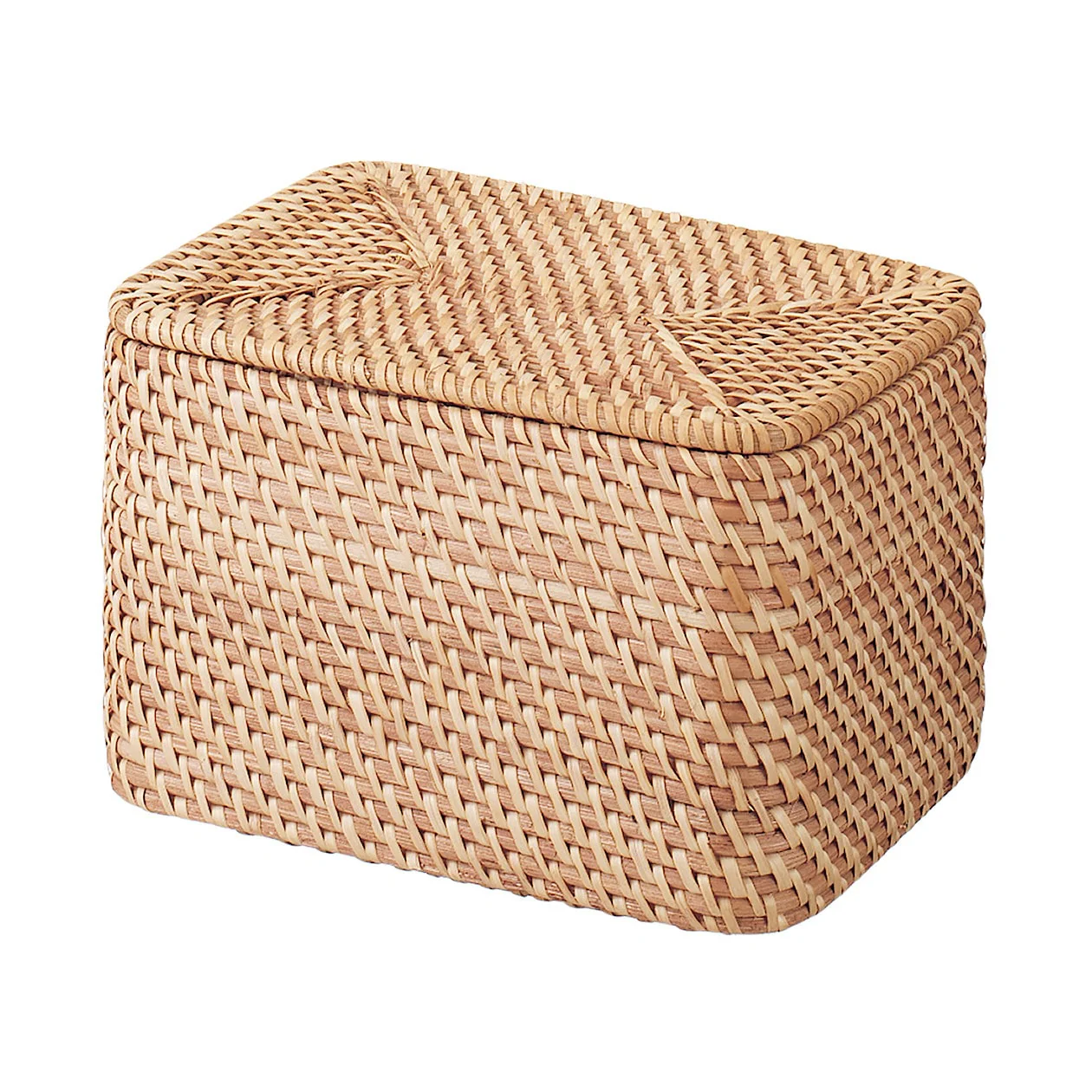 Stackable Rattan Basket - Rectangular with Lid