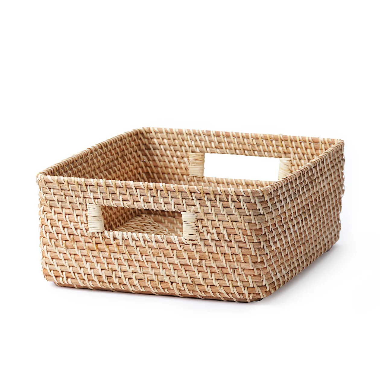 Stackable Rattan Square Basket with Handles - Medium - Image 2