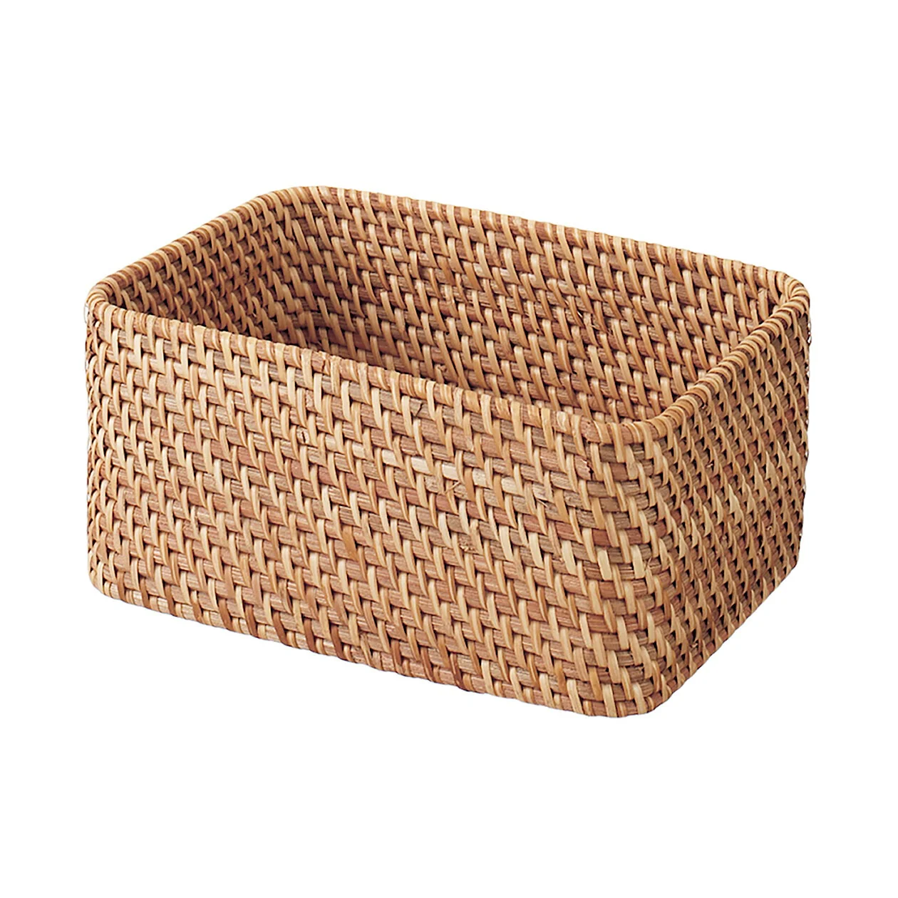 Stackable Rattan Rectangular Half Basket - Small